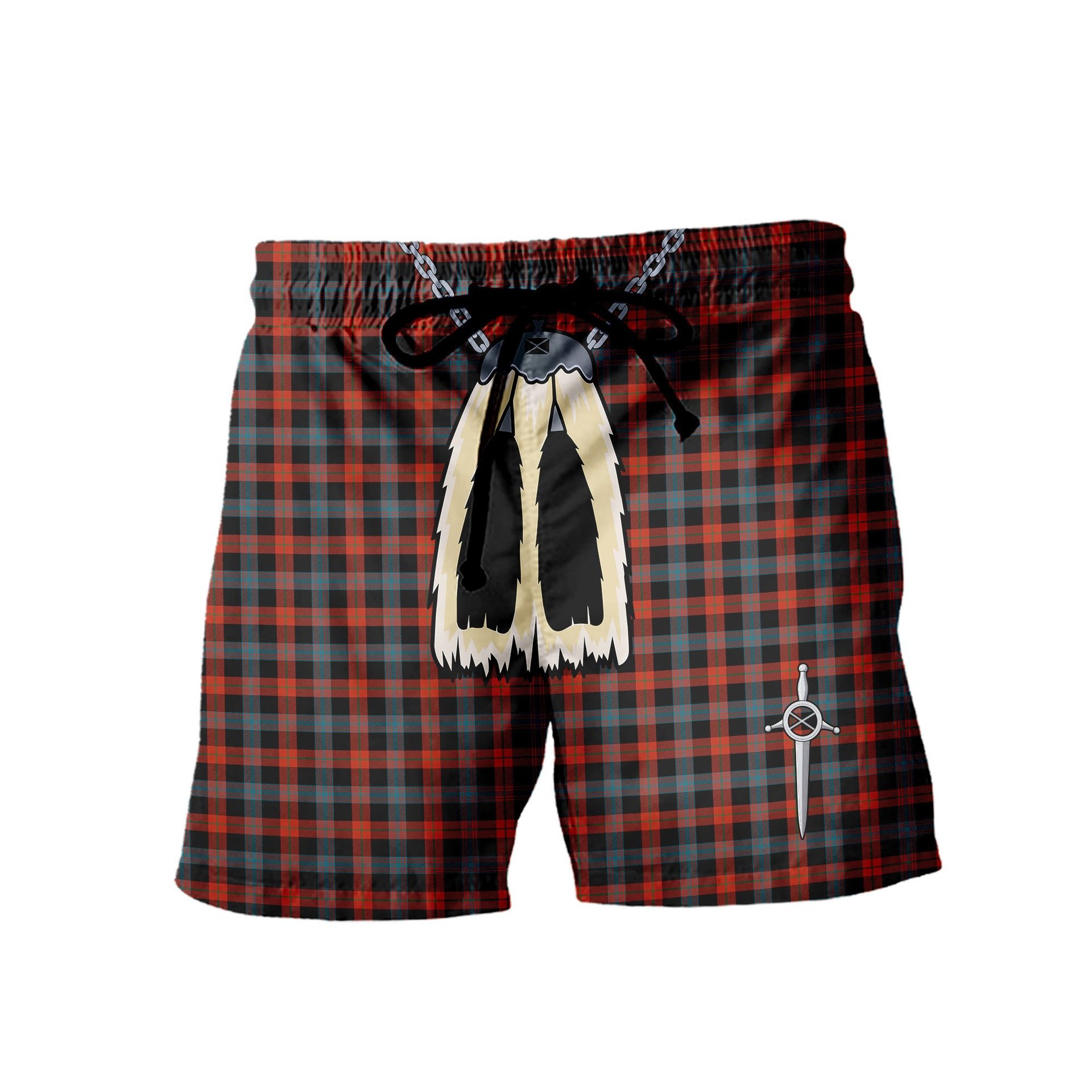 ScotsTee Shop Scottish Brown Ancient Men's Highland Kilt Sporran Tartan Shorts