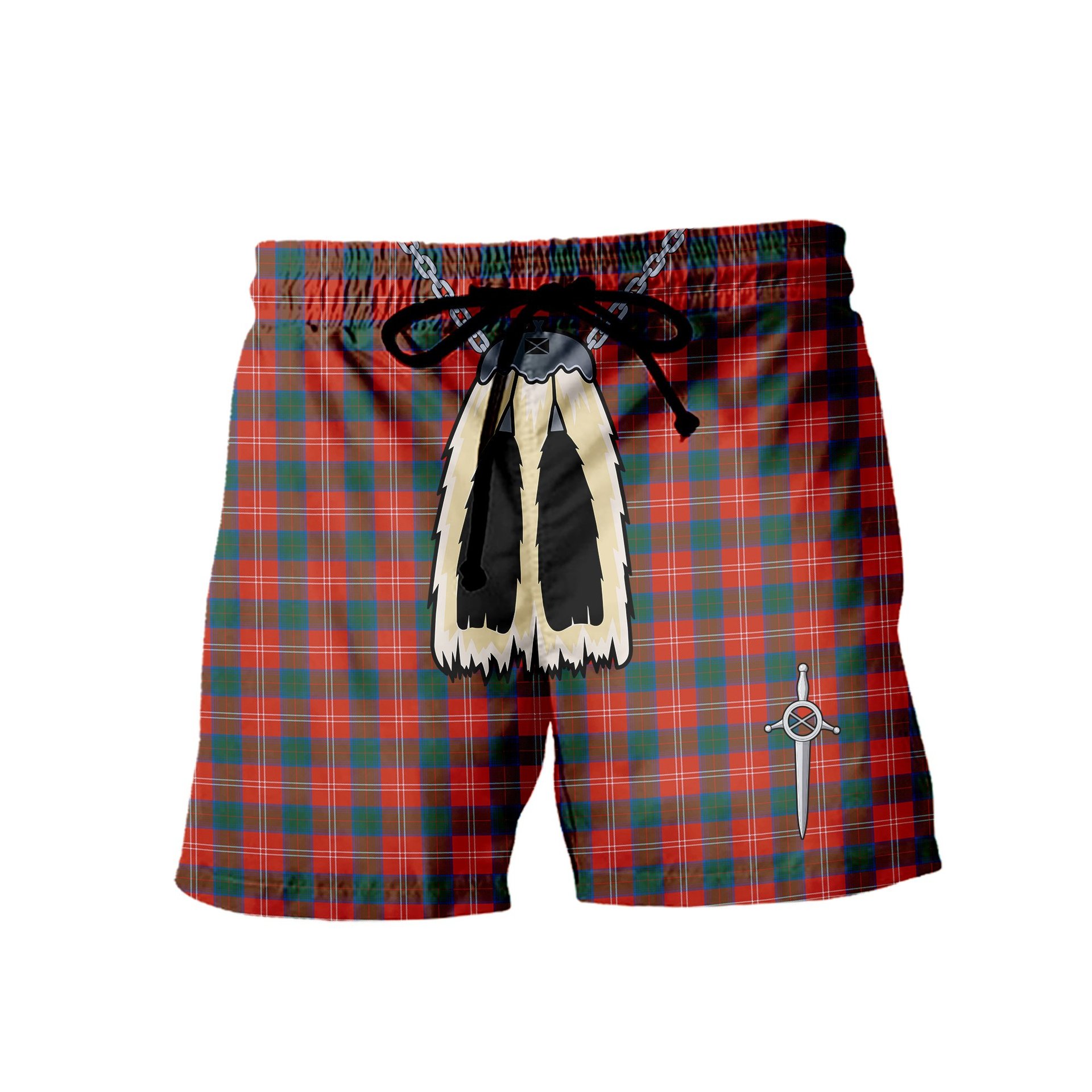 ScotsTee Shop Scottish Chisholm SC Men's Highland Kilt Sporran Tartan Shorts