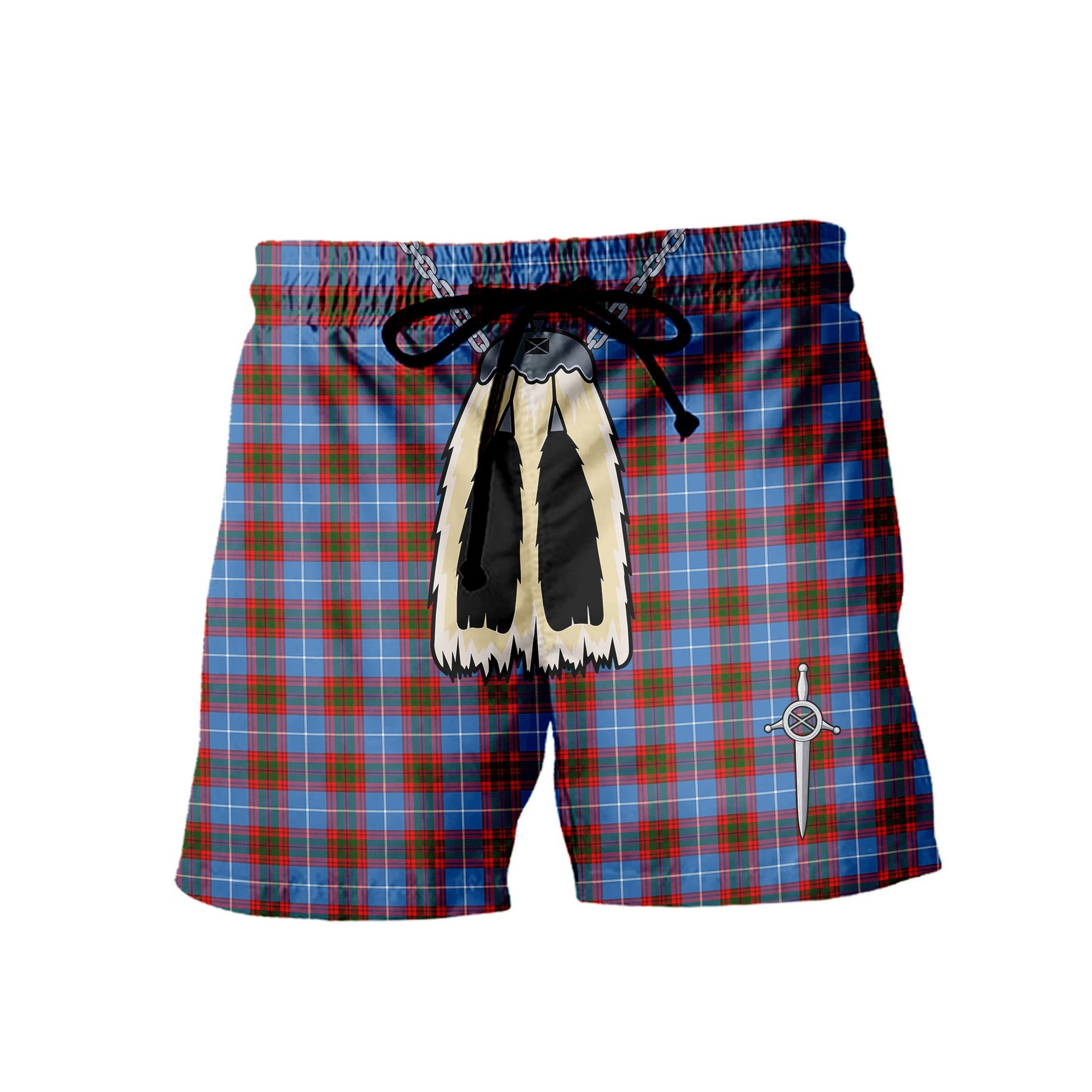ScotsTee Shop Scottish Dalmahoy Men's Highland Kilt Sporran Tartan Shorts