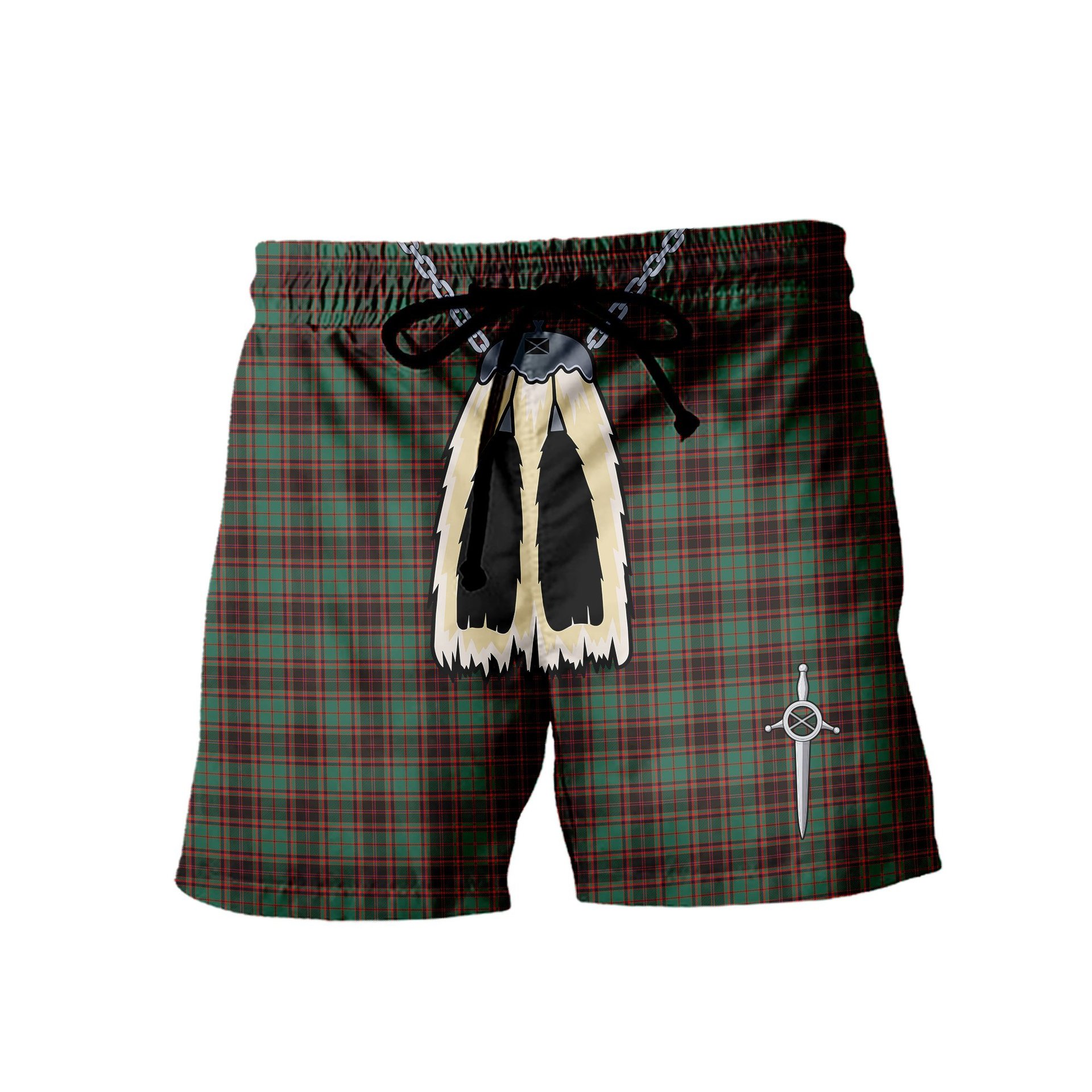 ScotsTee Shop Scottish Buchan Ancient Men's Highland Kilt Sporran Tartan Shorts