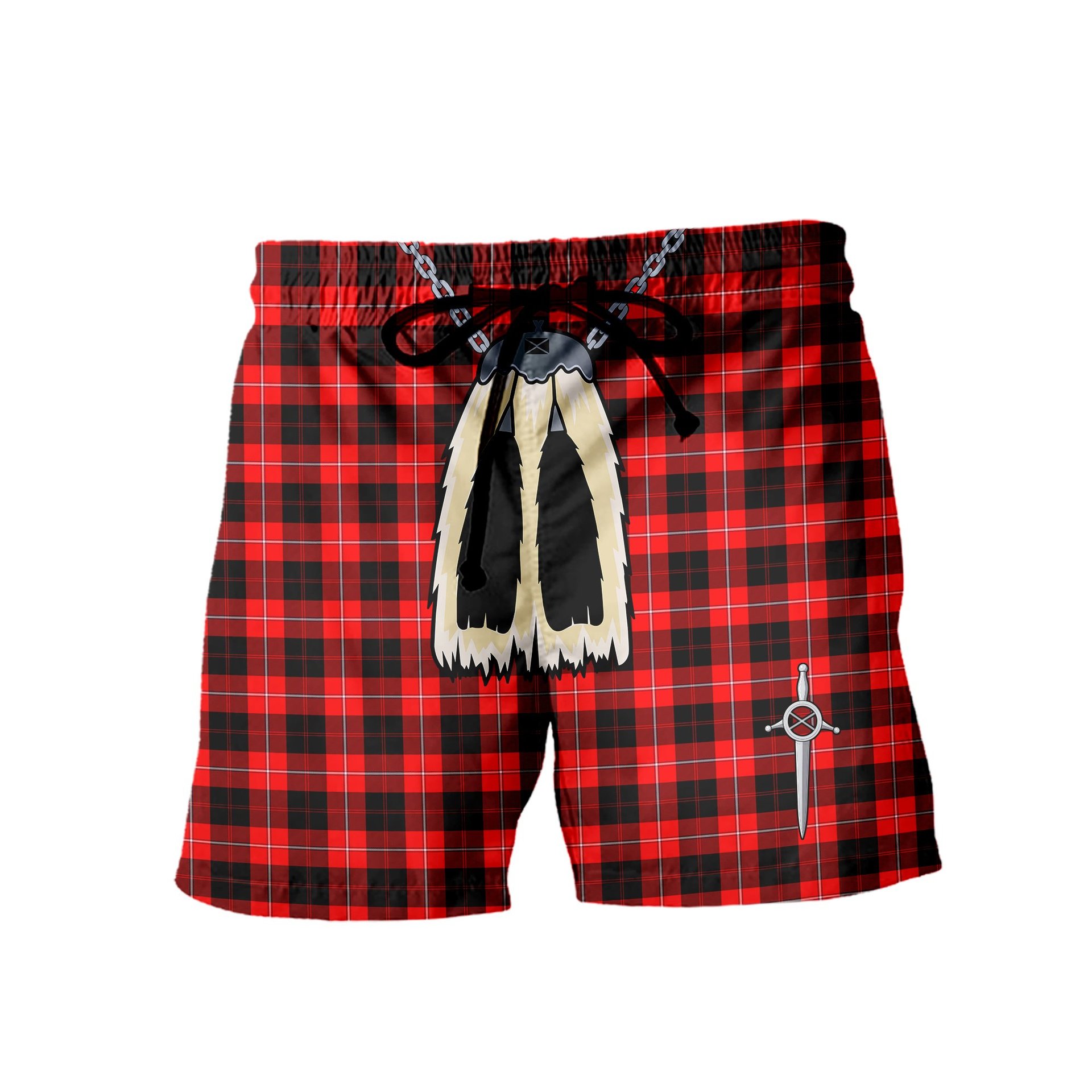 ScotsTee Shop Scottish Cunningham Modern Men's Highland Kilt Sporran Tartan Shorts