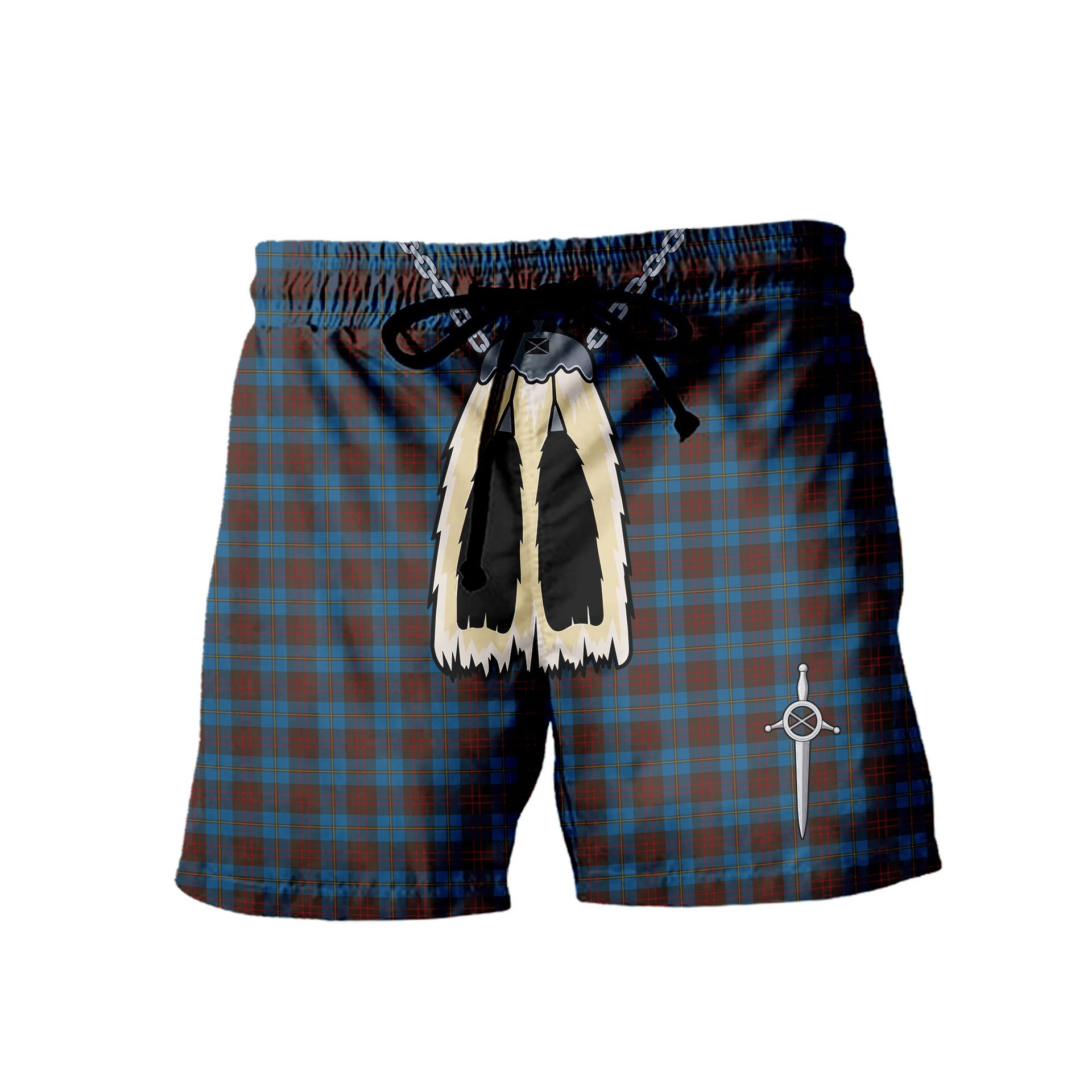 ScotsTee Shop Scottish Cameron Hunting Men's Highland Kilt Sporran Tartan Shorts