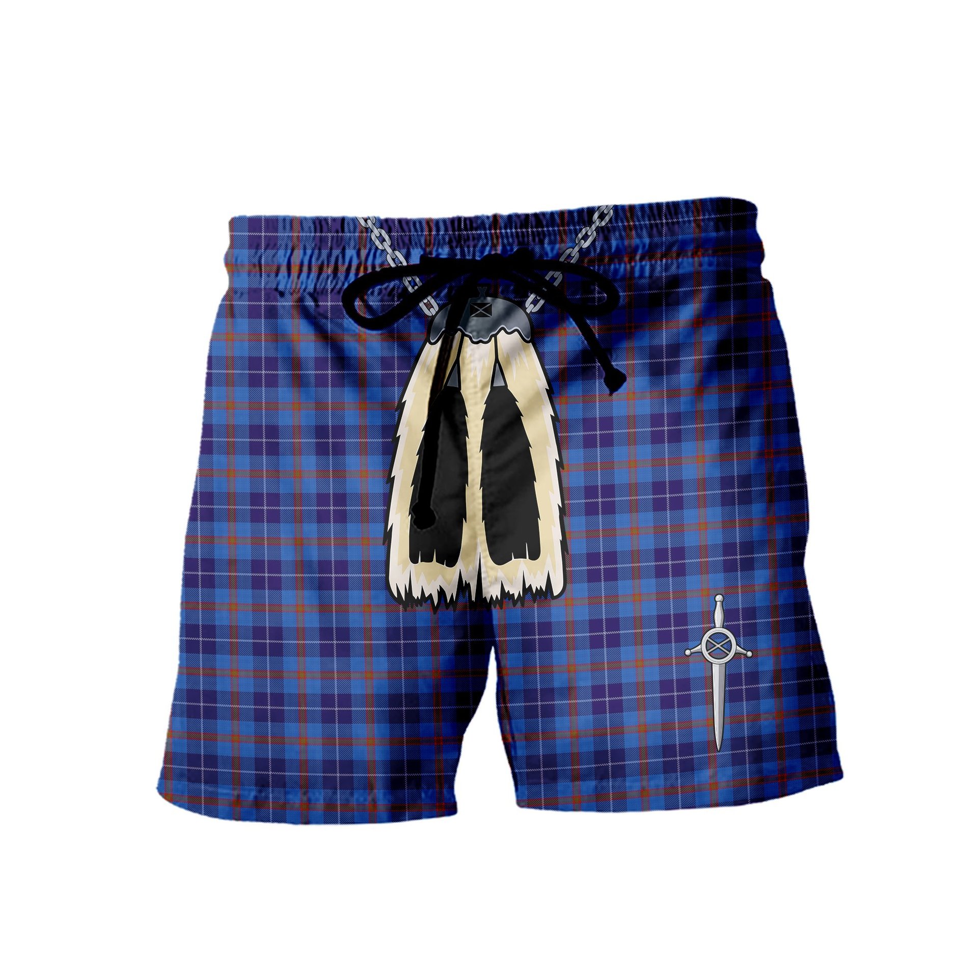 ScotsTee Shop Scottish Bryson 1988 Men's Highland Kilt Sporran Tartan Shorts