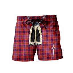 ScotsTee Shop Scottish Cameron of Lochiel Modern Men's Highland Kilt Sporran Tartan Shorts