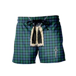 ScotsTee Shop Scottish Campbel of Cawdor Ancient Men's Highland Kilt Sporran Tartan Shorts