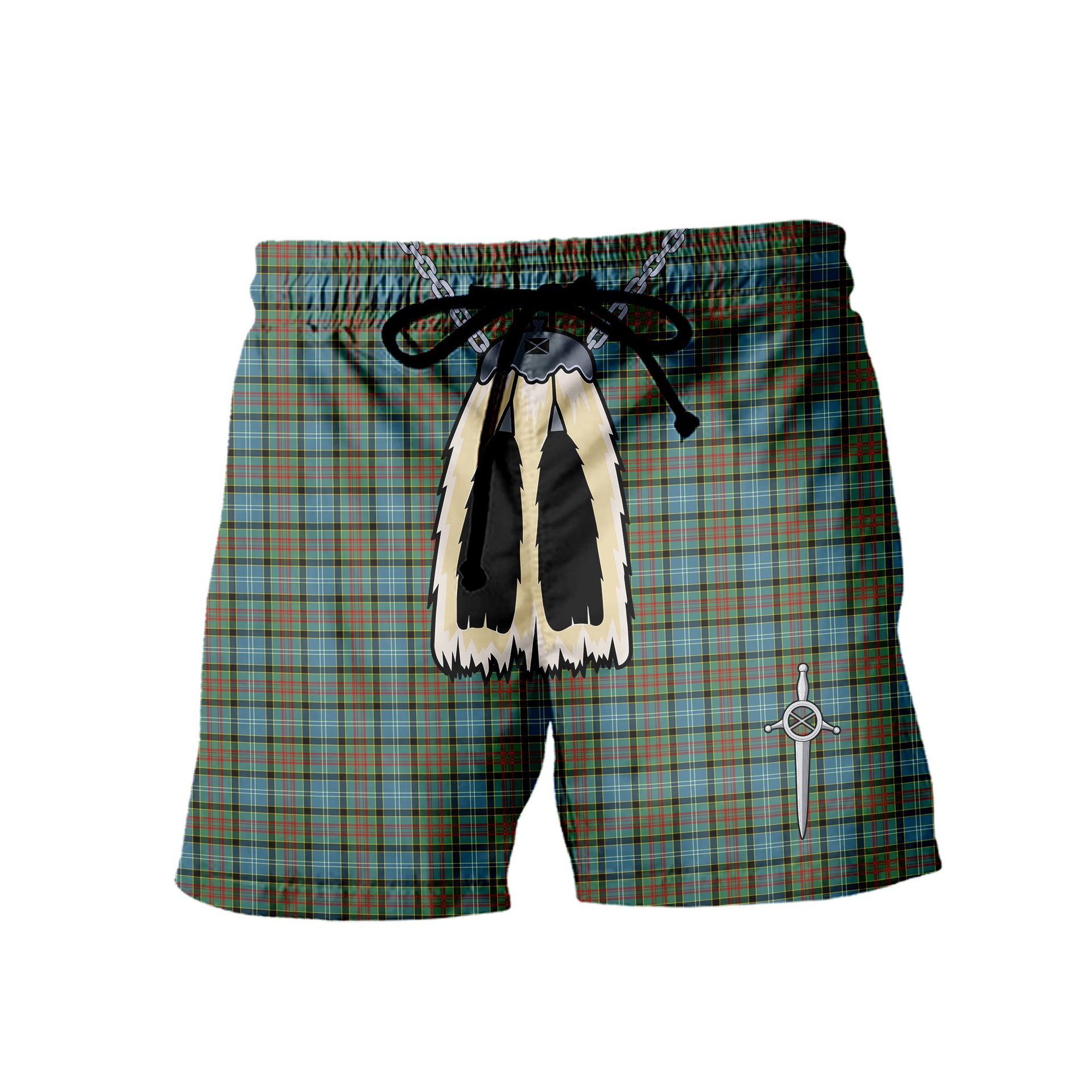 ScotsTee Shop Scottish Cathcart SC Men's Highland Kilt Sporran Tartan Shorts