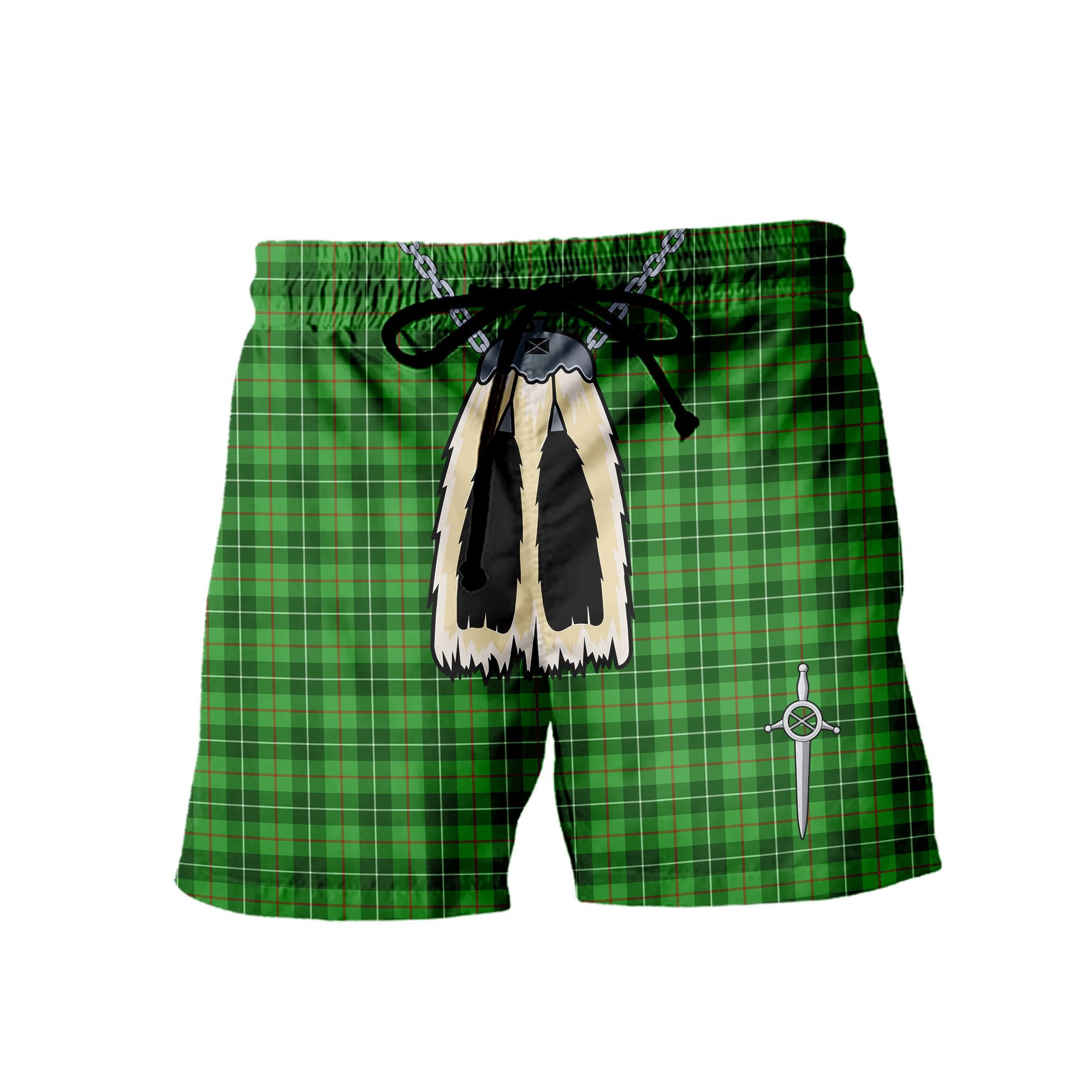 ScotsTee Shop Scottish Boyle SC Men's Highland Kilt Sporran Tartan Shorts