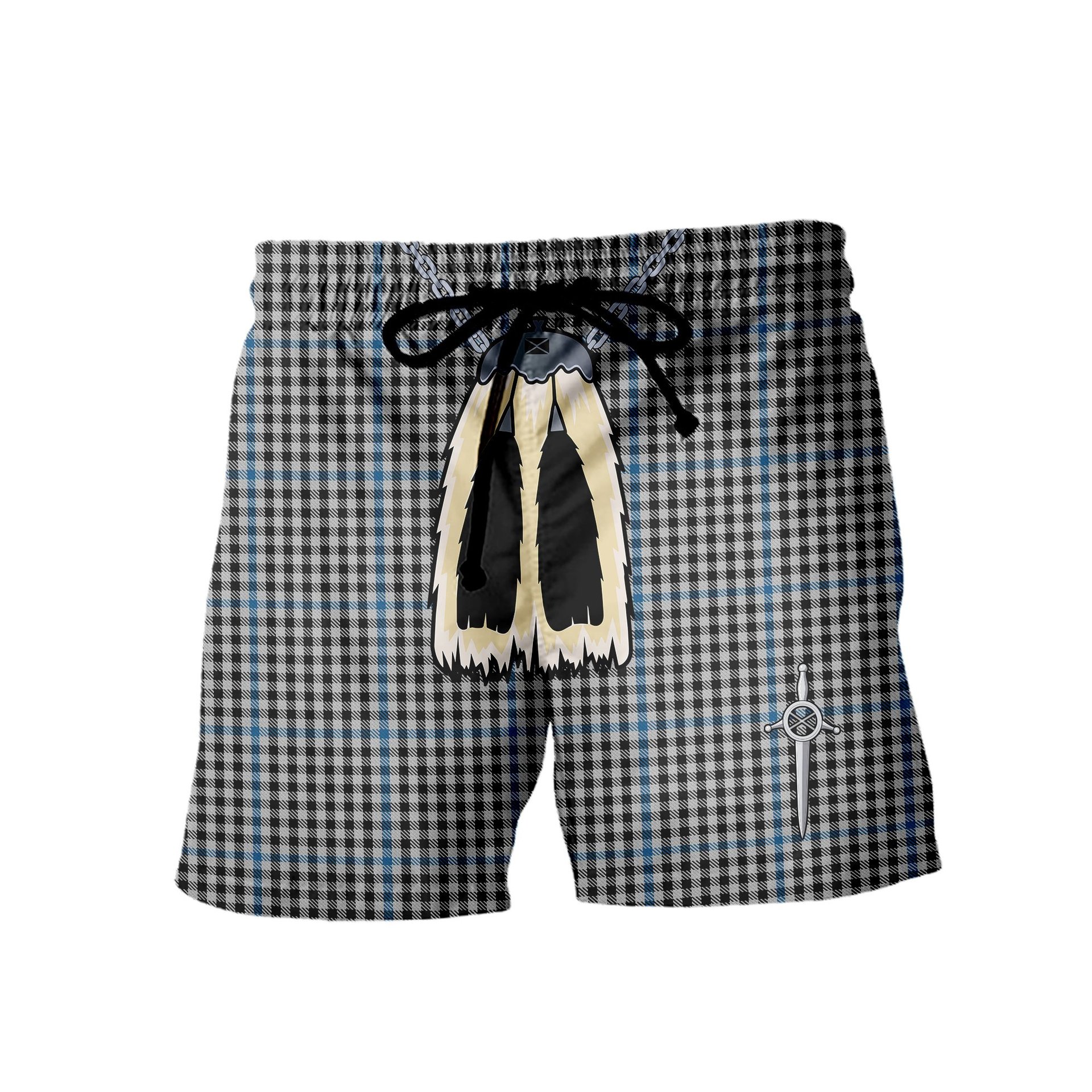 ScotsTee Shop Scottish Gladstanes Men's Highland Kilt Sporran Tartan Shorts