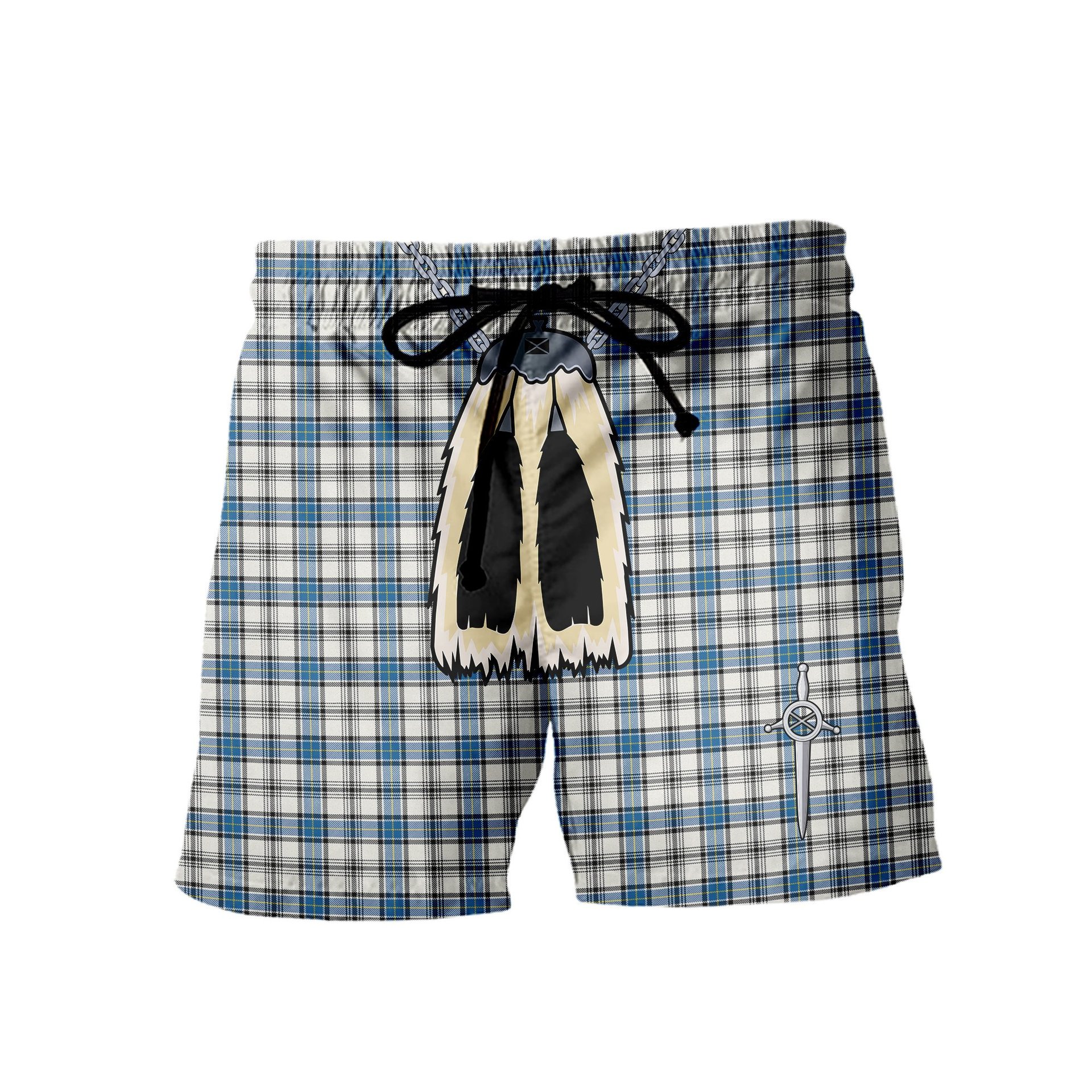 ScotsTee Shop Scottish Hannay Ancient Men's Highland Kilt Sporran Tartan Shorts