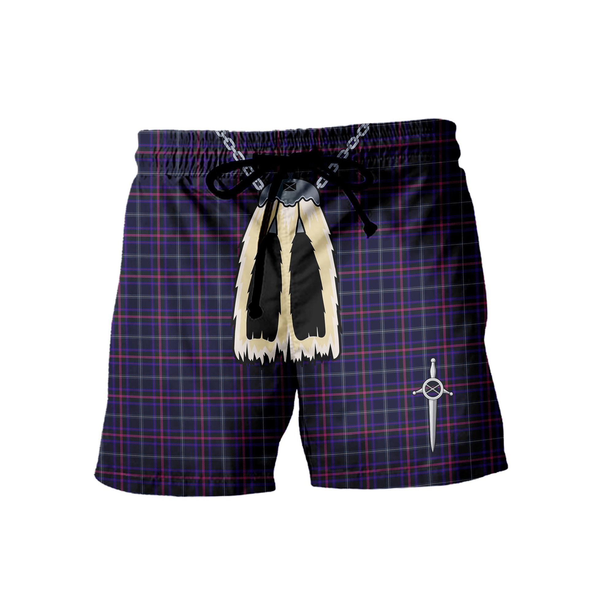 ScotsTee Shop Scottish Fitzgerald Hunting Men's Highland Kilt Sporran Tartan Shorts