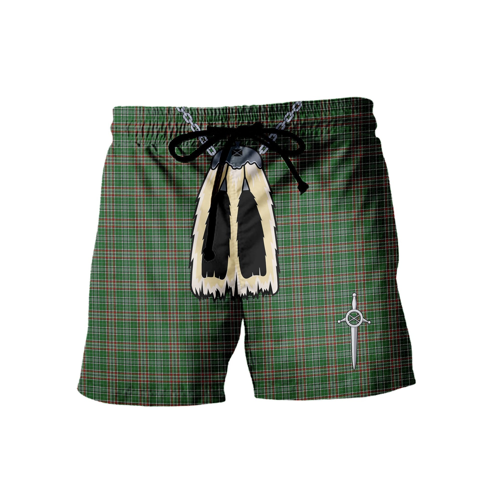 ScotsTee Shop Scottish Gayre Dress Men's Highland Kilt Sporran Tartan Shorts