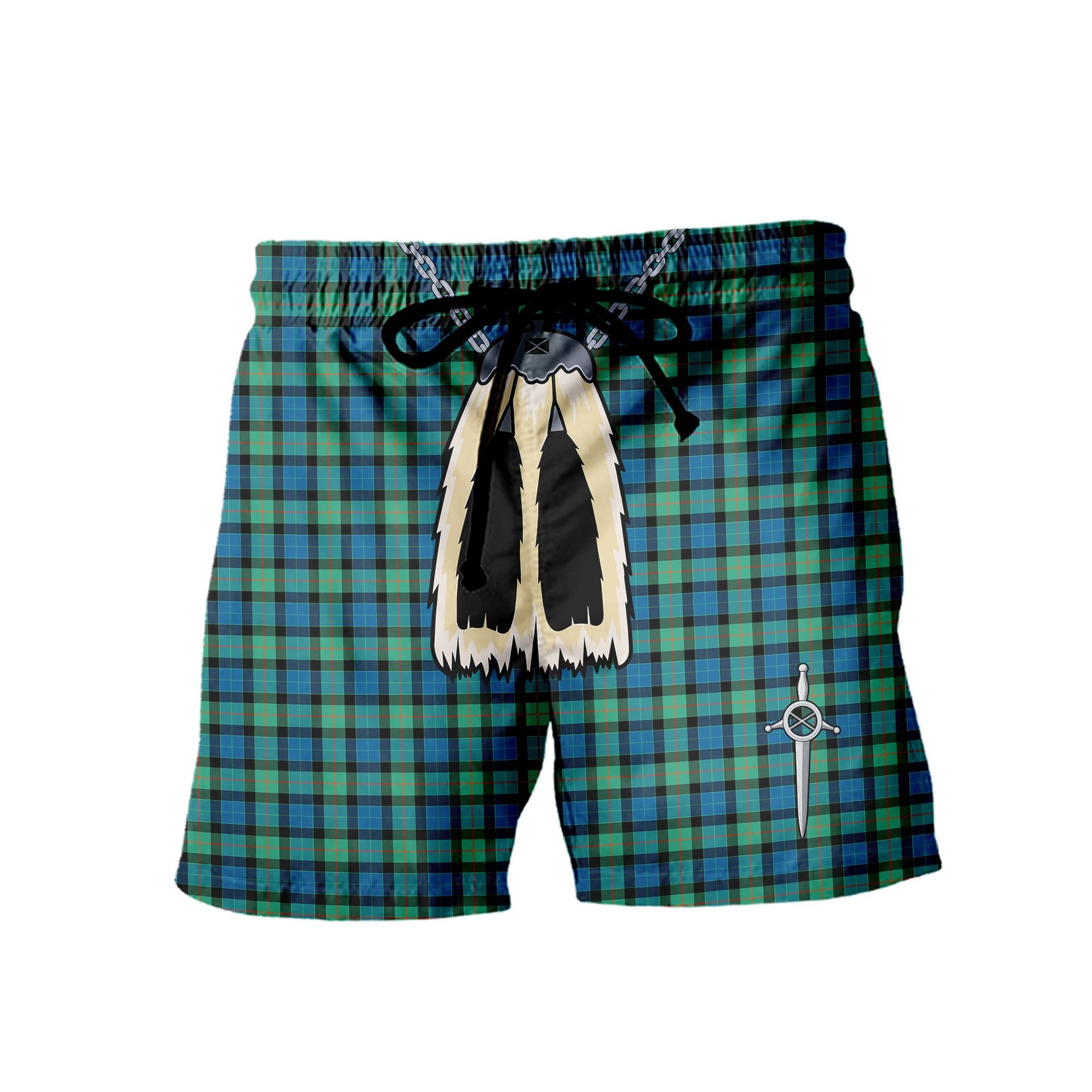 ScotsTee Shop Scottish Gunn Ancient Men's Highland Kilt Sporran Tartan Shorts