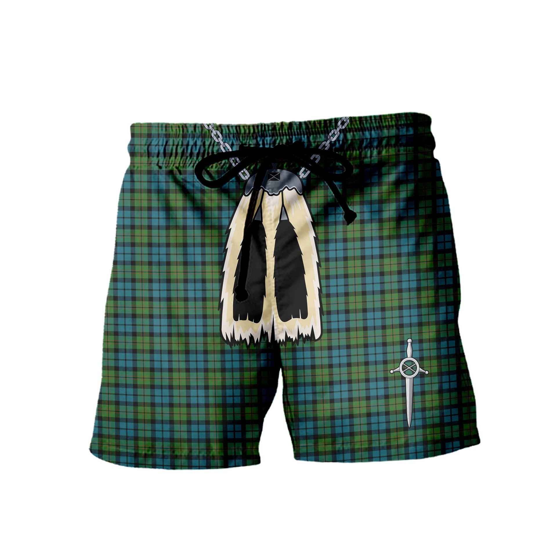 ScotsTee Shop Scottish Dundas Ancient Men's Highland Kilt Sporran Tartan Shorts