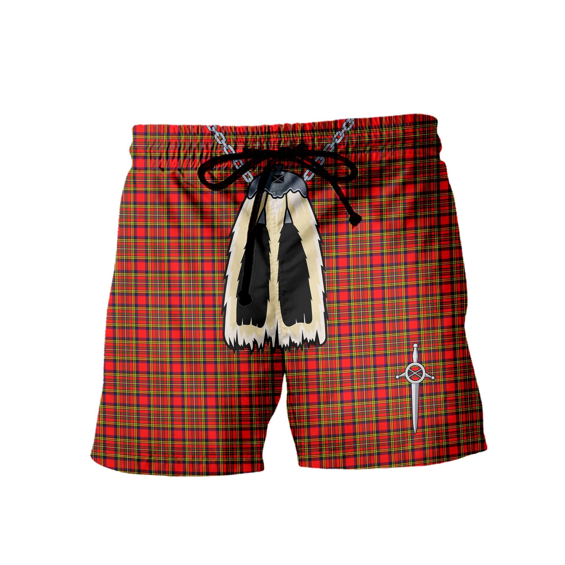 ScotsTee Shop Scottish Hepburn SC Men's Highland Kilt Sporran Tartan Shorts