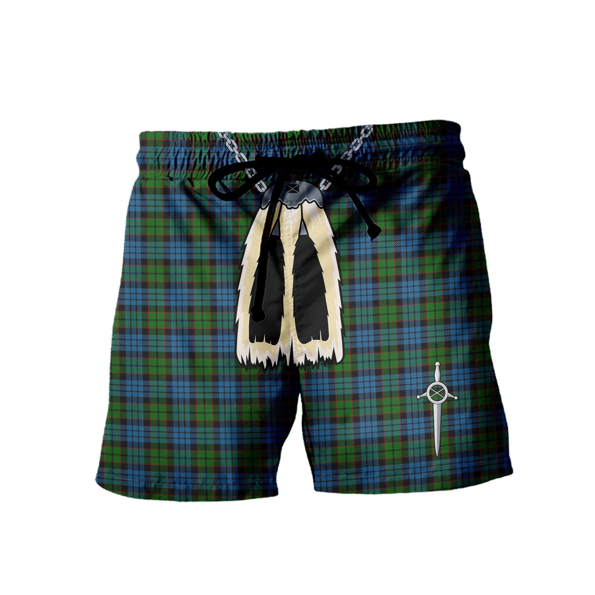 ScotsTee Shop Scottish Fletcher 2 Men's Highland Kilt Sporran Tartan Shorts