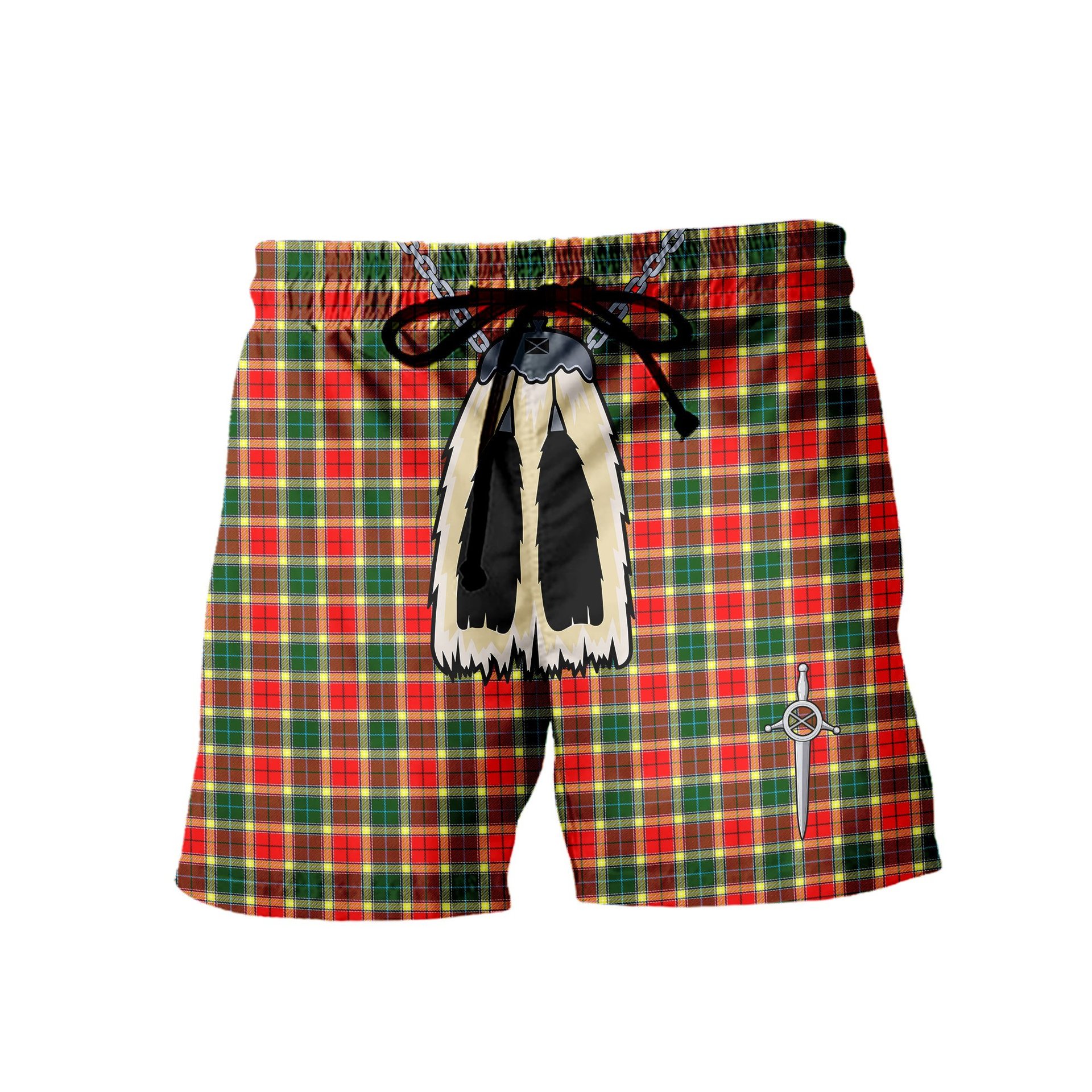 ScotsTee Shop Scottish Gibbs Men's Highland Kilt Sporran Tartan Shorts