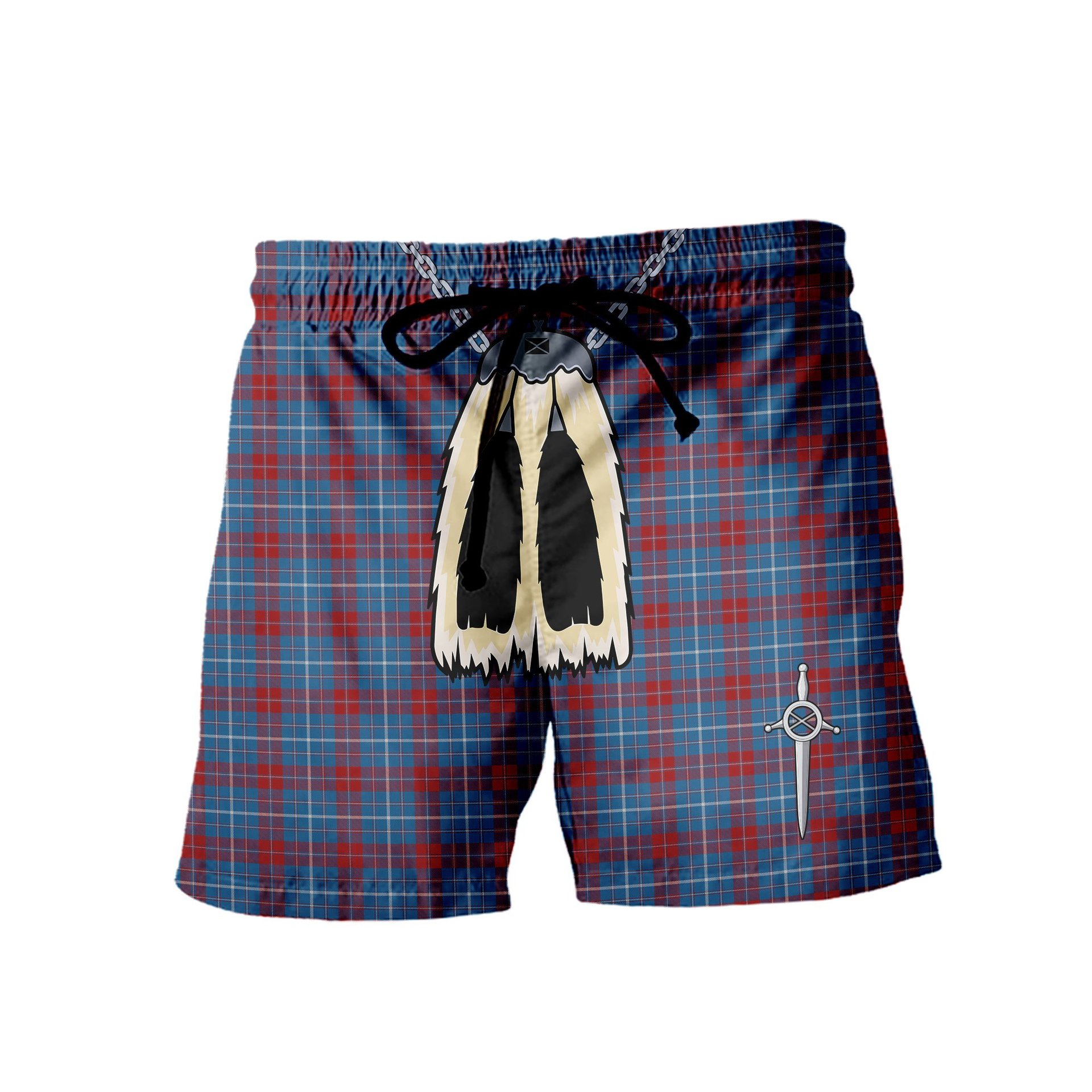 ScotsTee Shop Scottish Frame Men's Highland Kilt Sporran Tartan Shorts