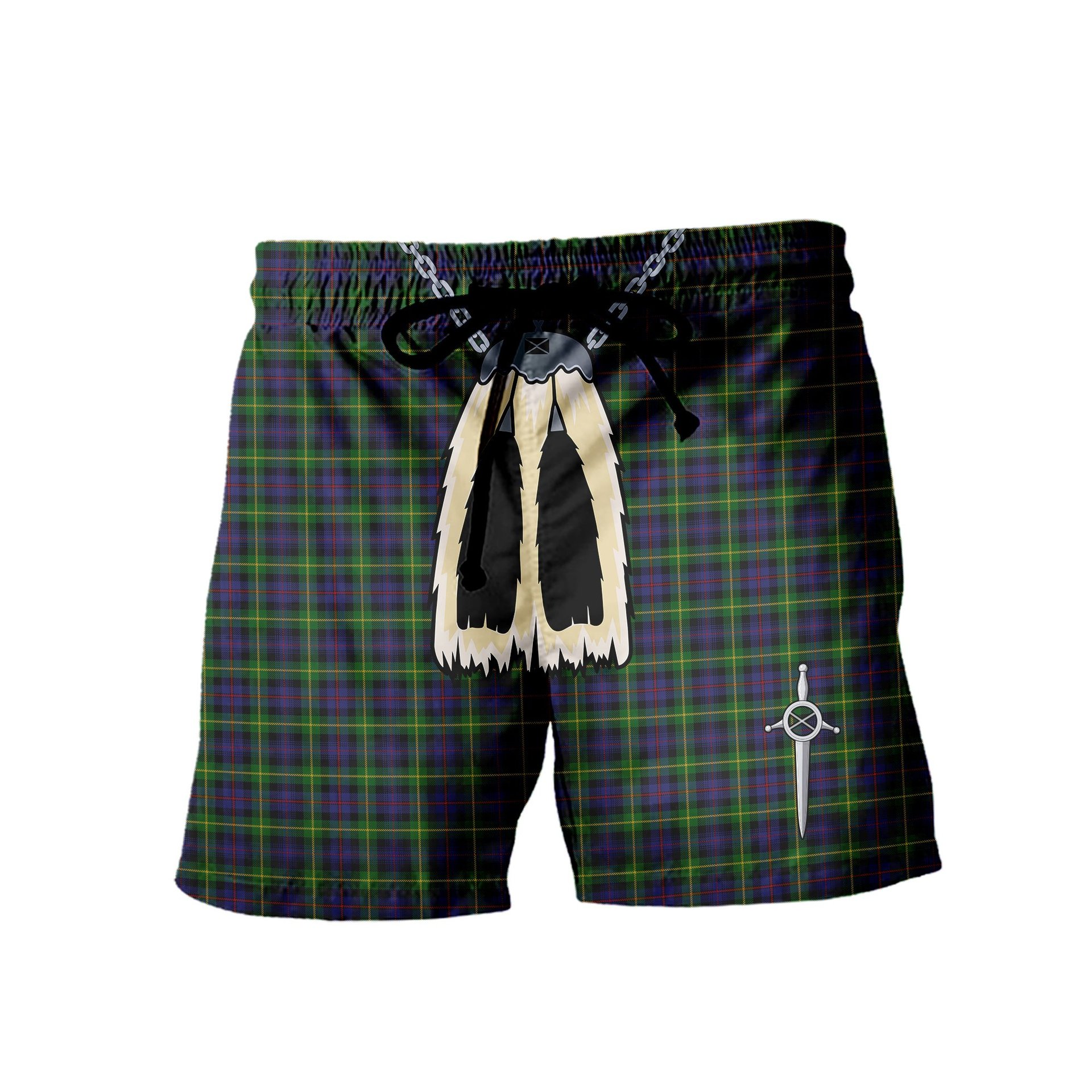 ScotsTee Shop Scottish Farquharson Men's Highland Kilt Sporran Tartan Shorts