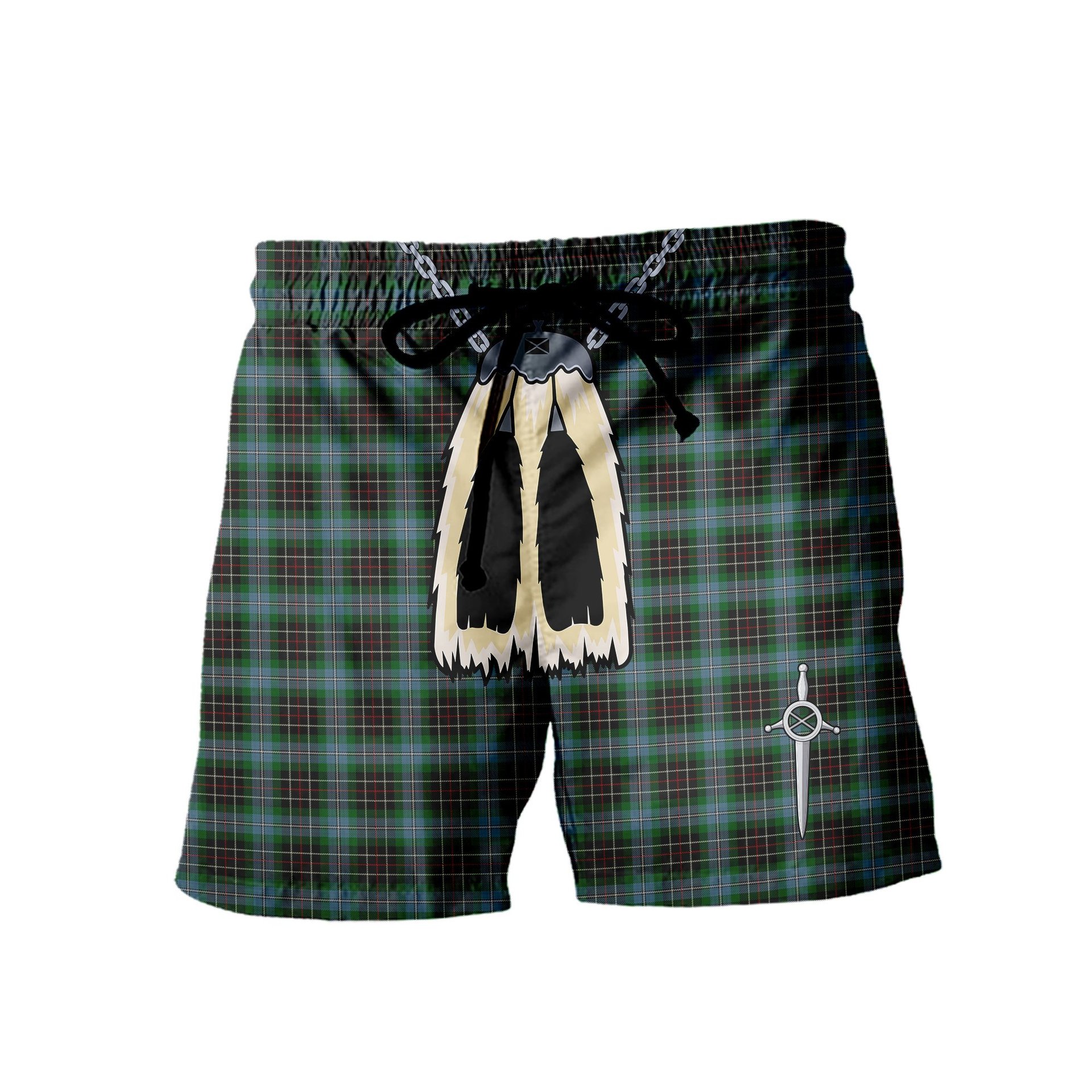 ScotsTee Shop Scottish Hislop Hunting Men's Highland Kilt Sporran Tartan Shorts