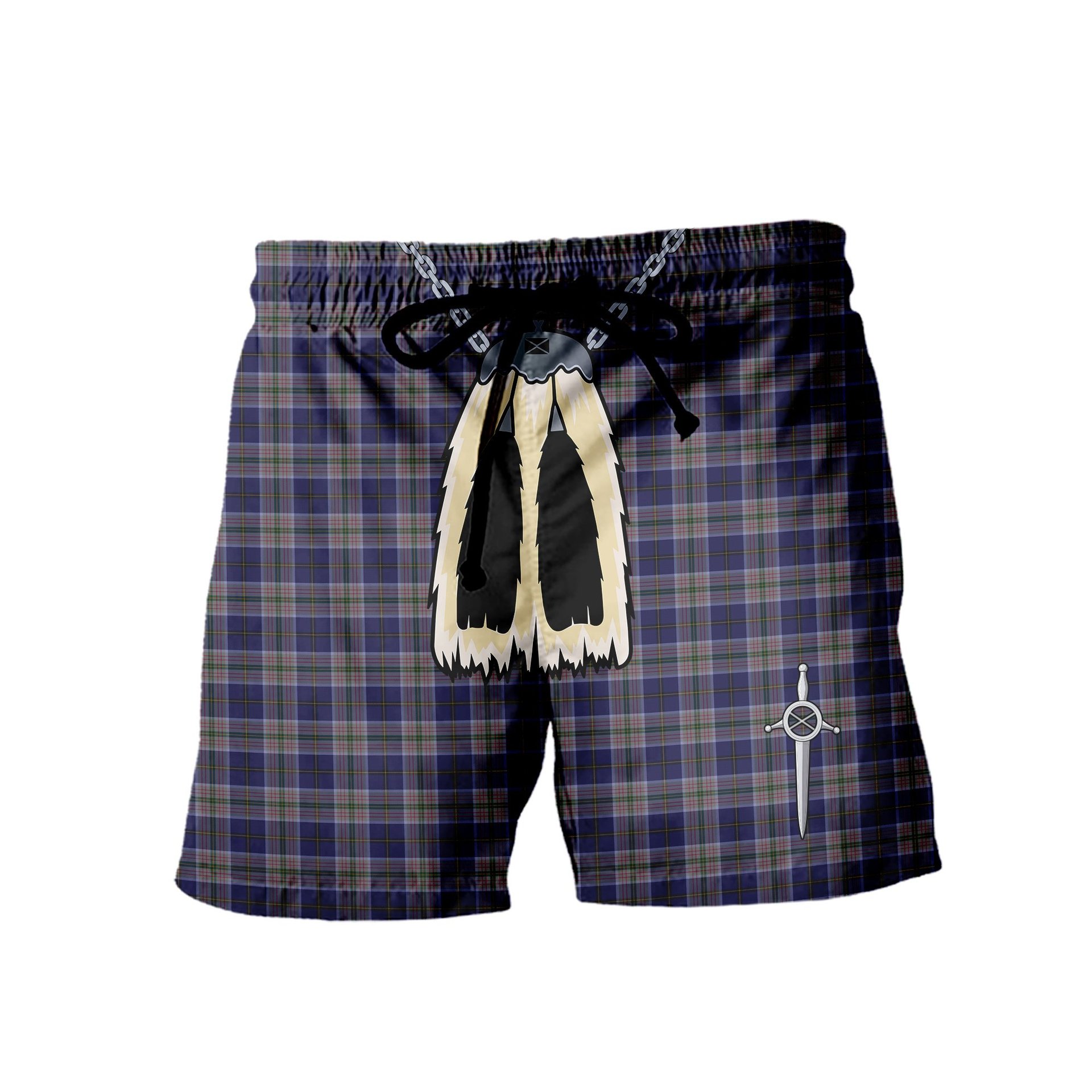 ScotsTee Shop Scottish Heston Men's Highland Kilt Sporran Tartan Shorts