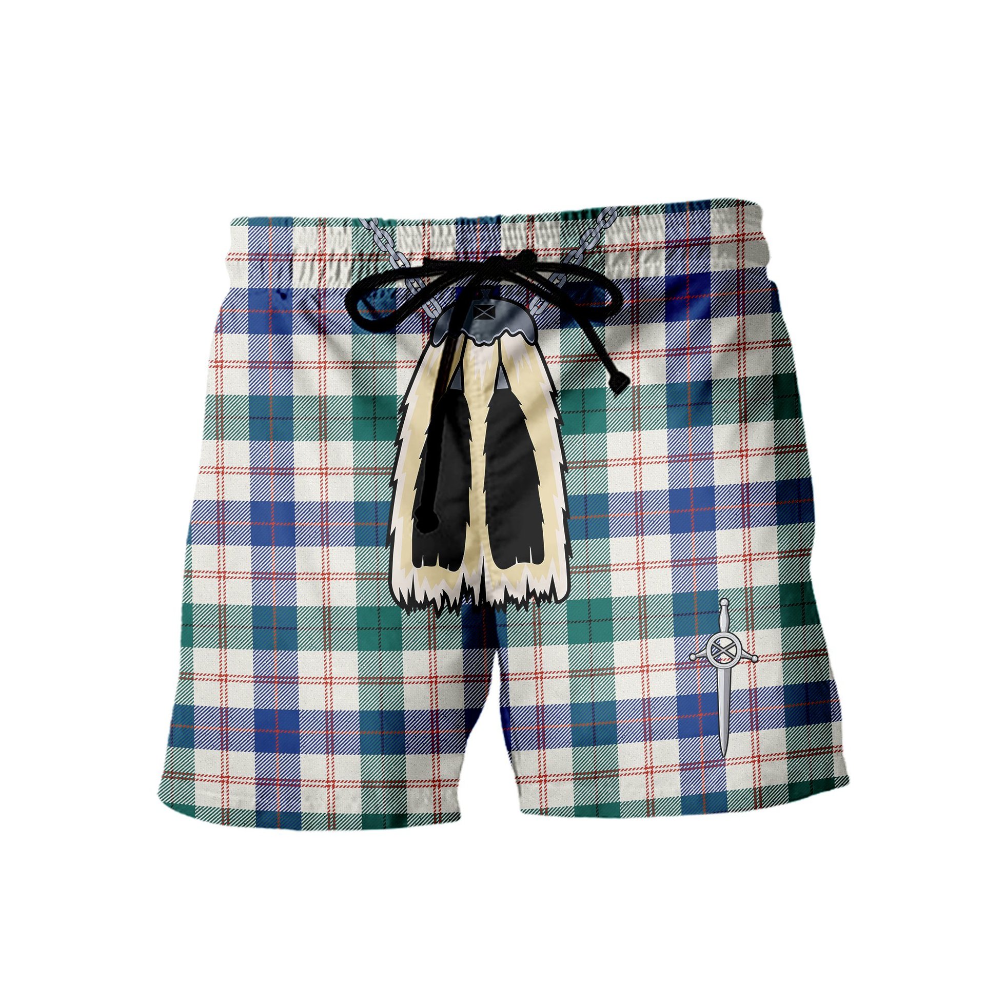 ScotsTee Shop Scottish Guthrie Dress Modern Men's Highland Kilt Sporran Tartan Shorts