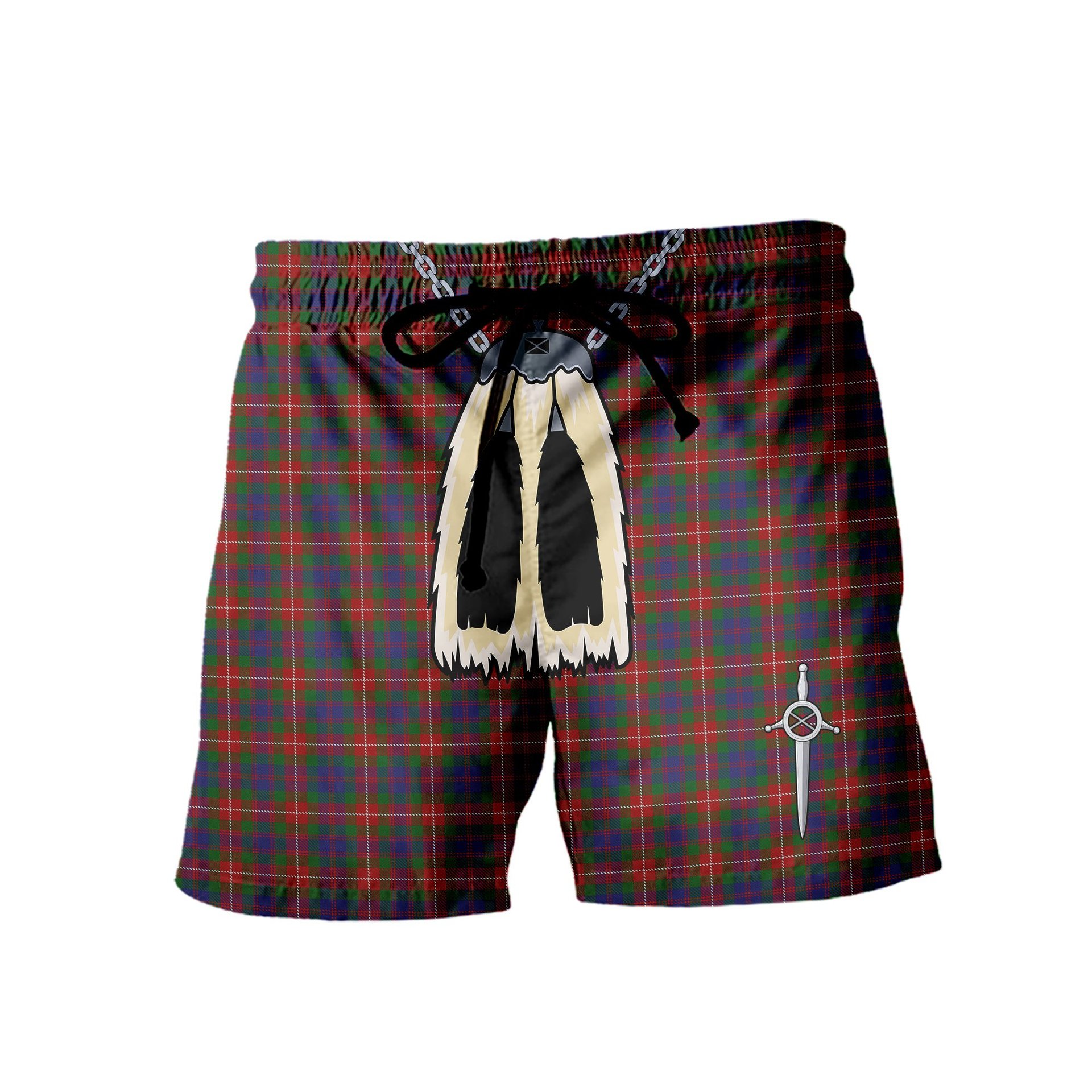 ScotsTee Shop Scottish Fraser of Lovat Men's Highland Kilt Sporran Tartan Shorts