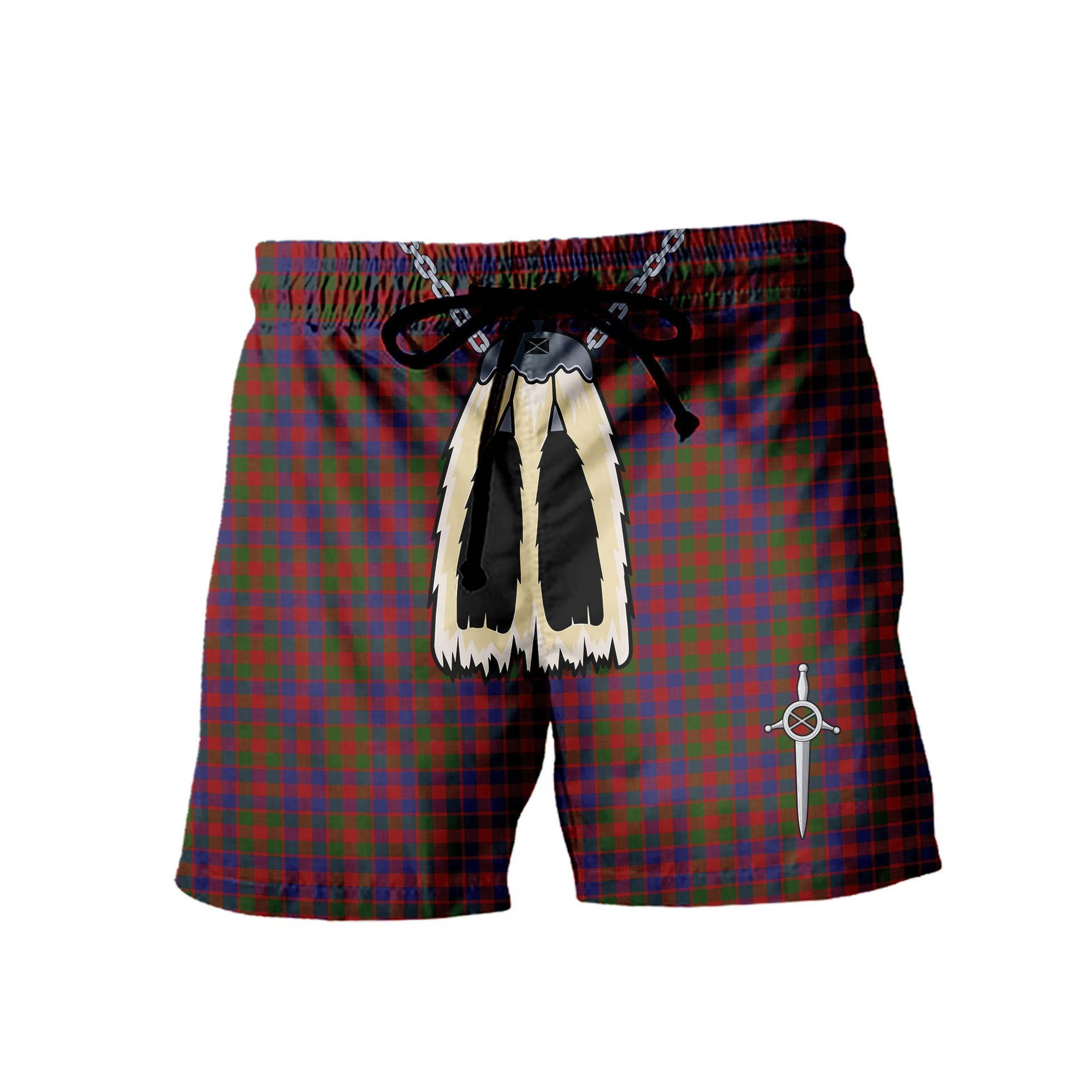 ScotsTee Shop Scottish Gow Men's Highland Kilt Sporran Tartan Shorts