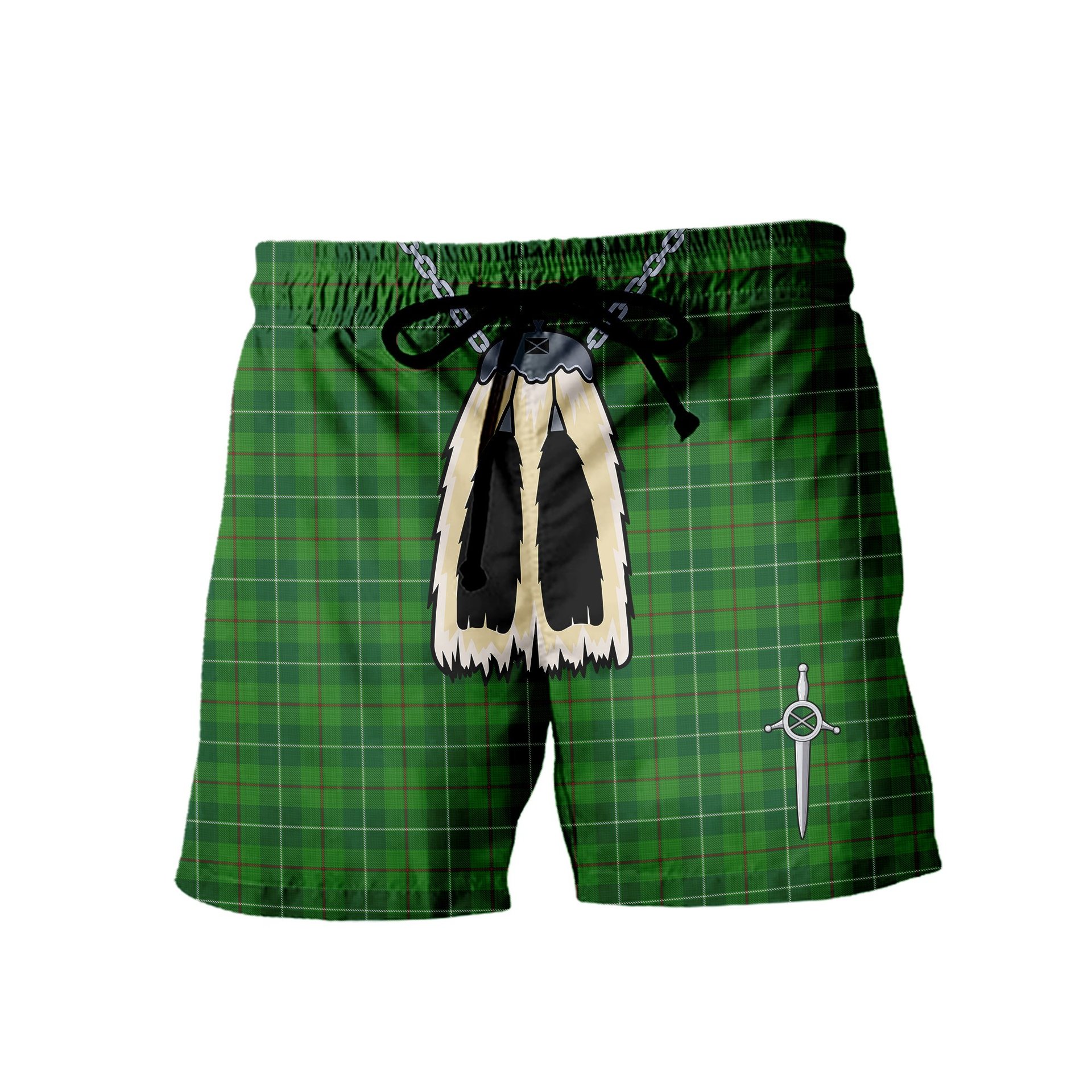 ScotsTee Shop Scottish Galloway Men's Highland Kilt Sporran Tartan Shorts