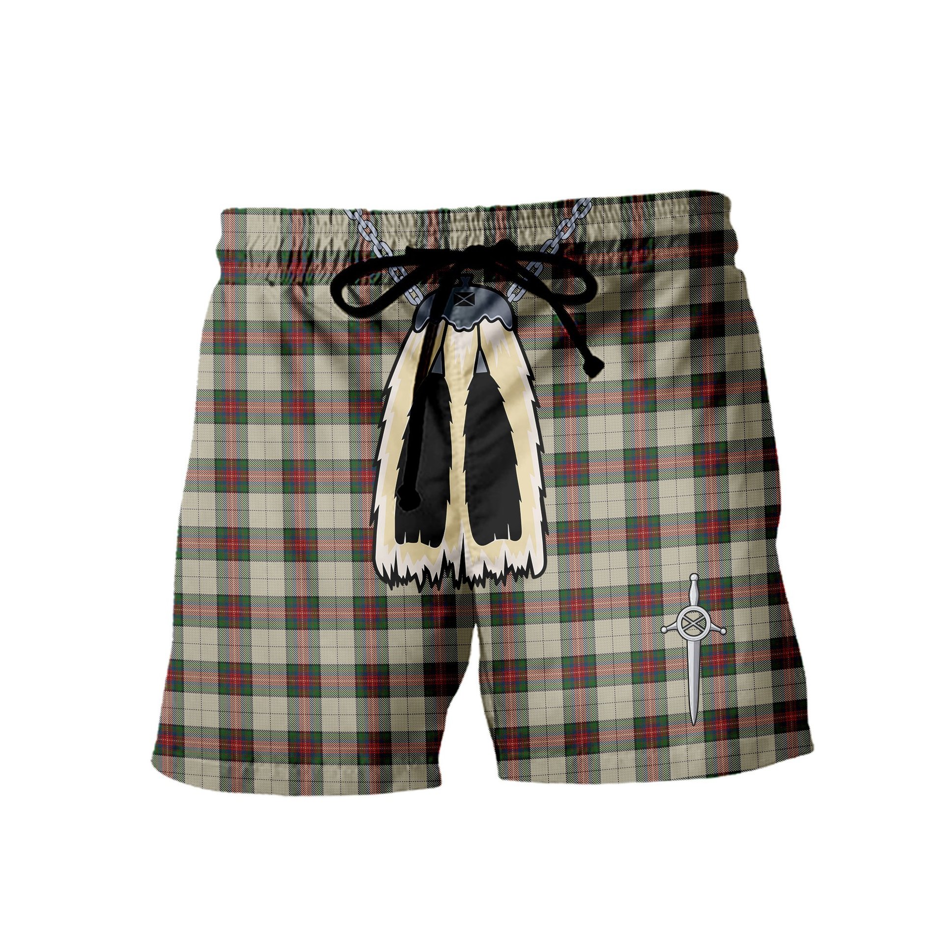 ScotsTee Shop Scottish Hohenzollern Men's Highland Kilt Sporran Tartan Shorts
