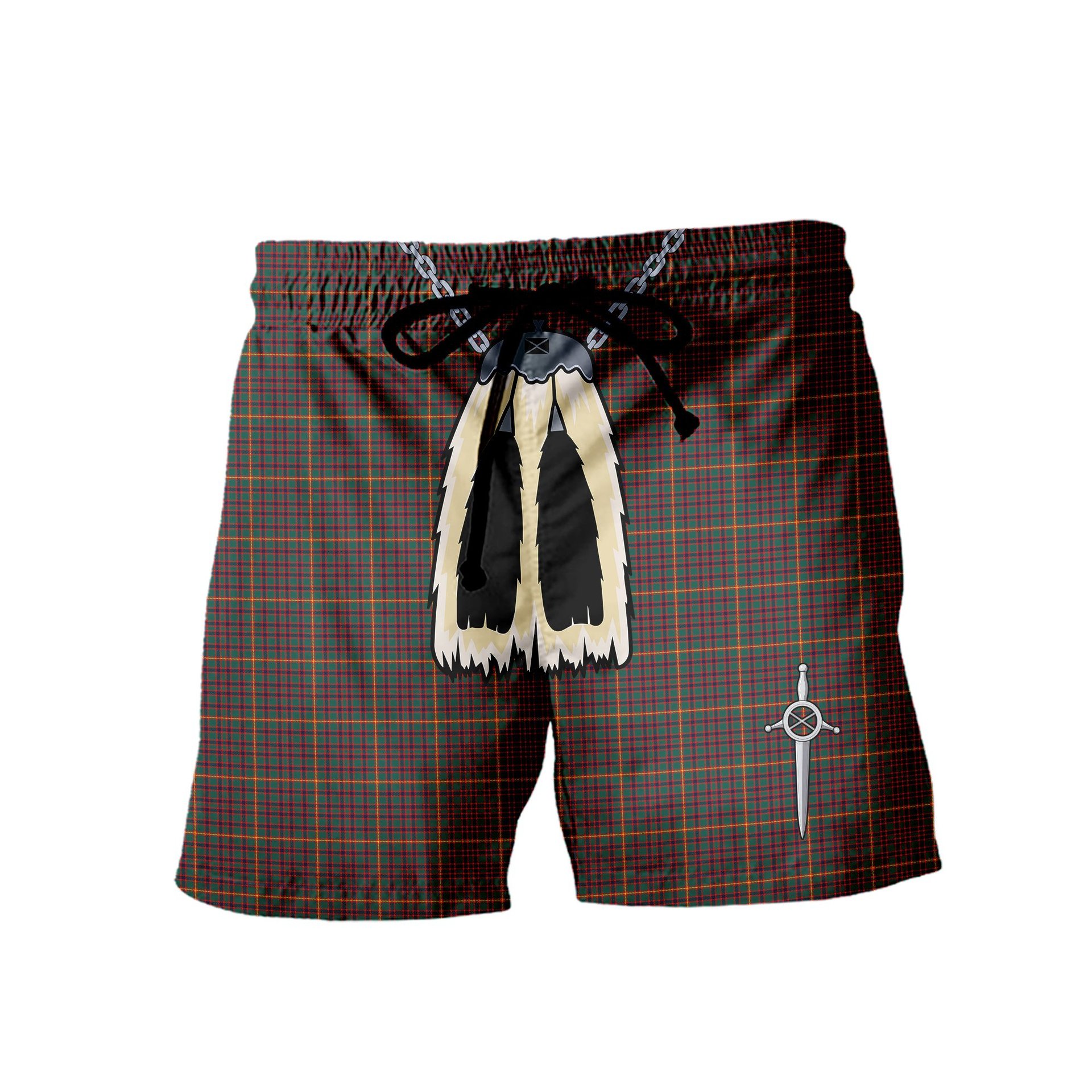ScotsTee Shop Scottish Hall Modern Men's Highland Kilt Sporran Tartan Shorts