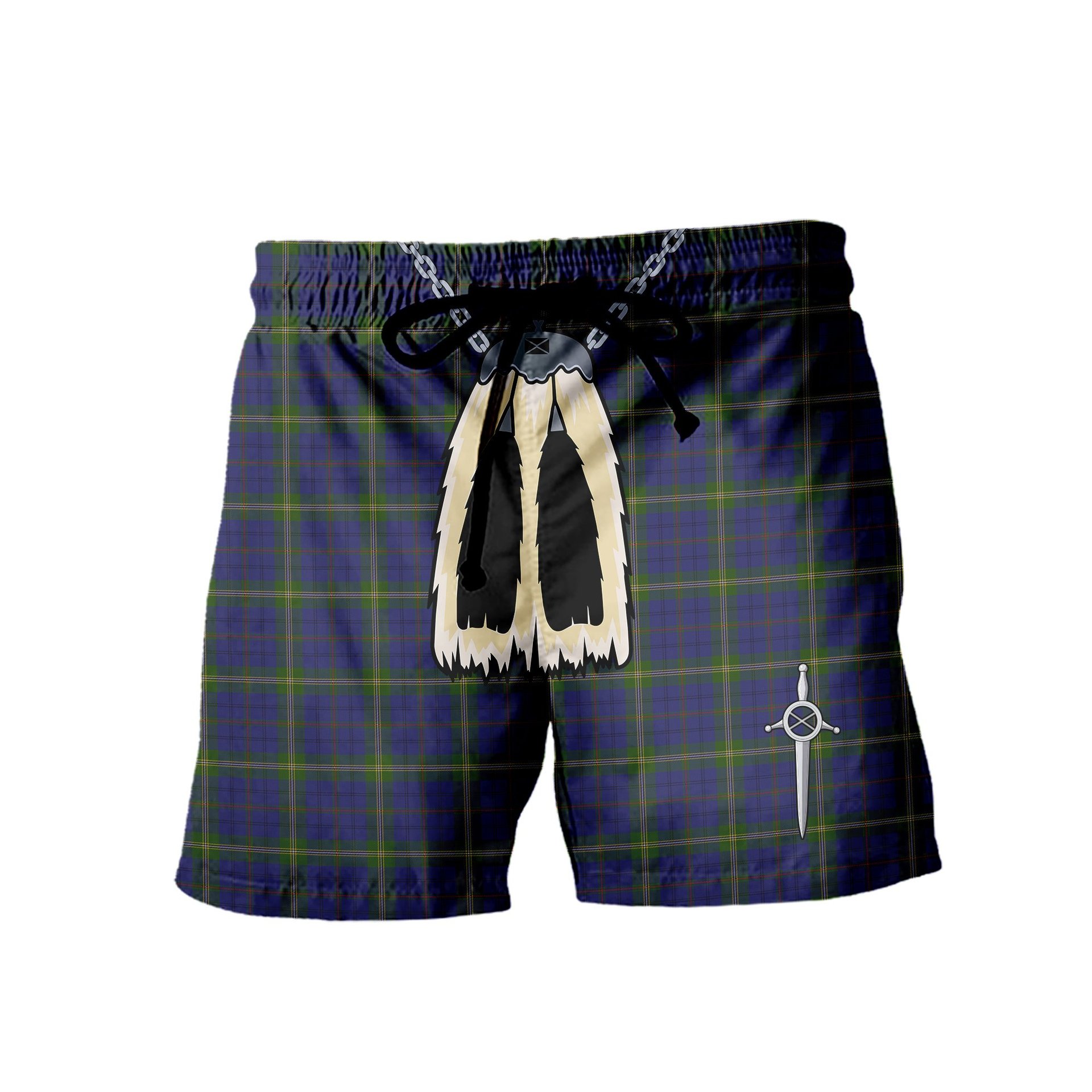 ScotsTee Shop Scottish Joss Men's Highland Kilt Sporran Tartan Shorts