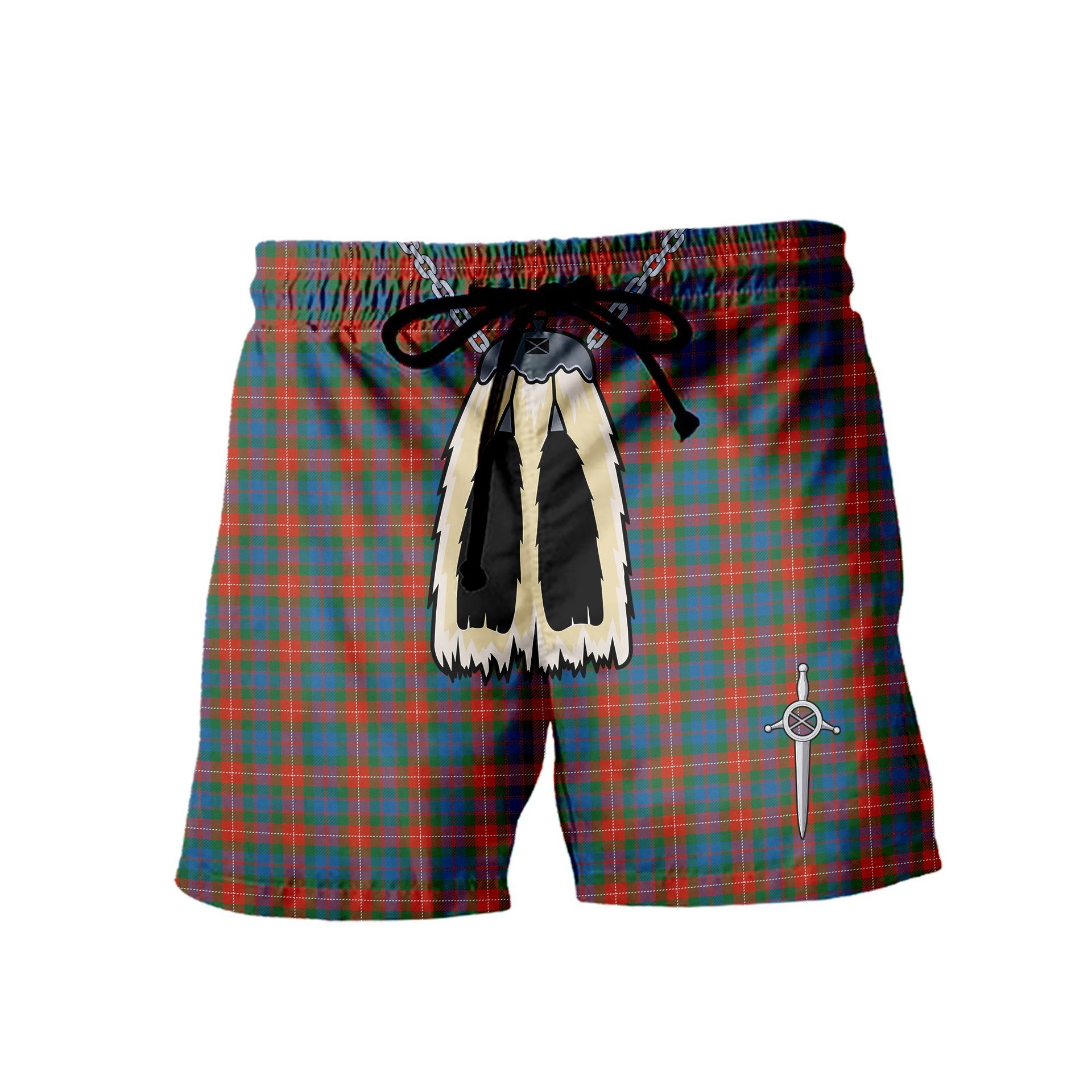 ScotsTee Shop Scottish Fraser of Lovat Ancient Men's Highland Kilt Sporran Tartan Shorts