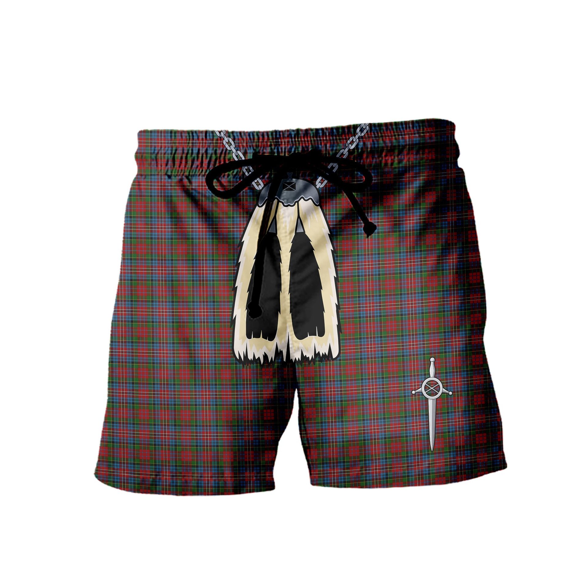ScotsTee Shop Scottish Kidd Men's Highland Kilt Sporran Tartan Shorts