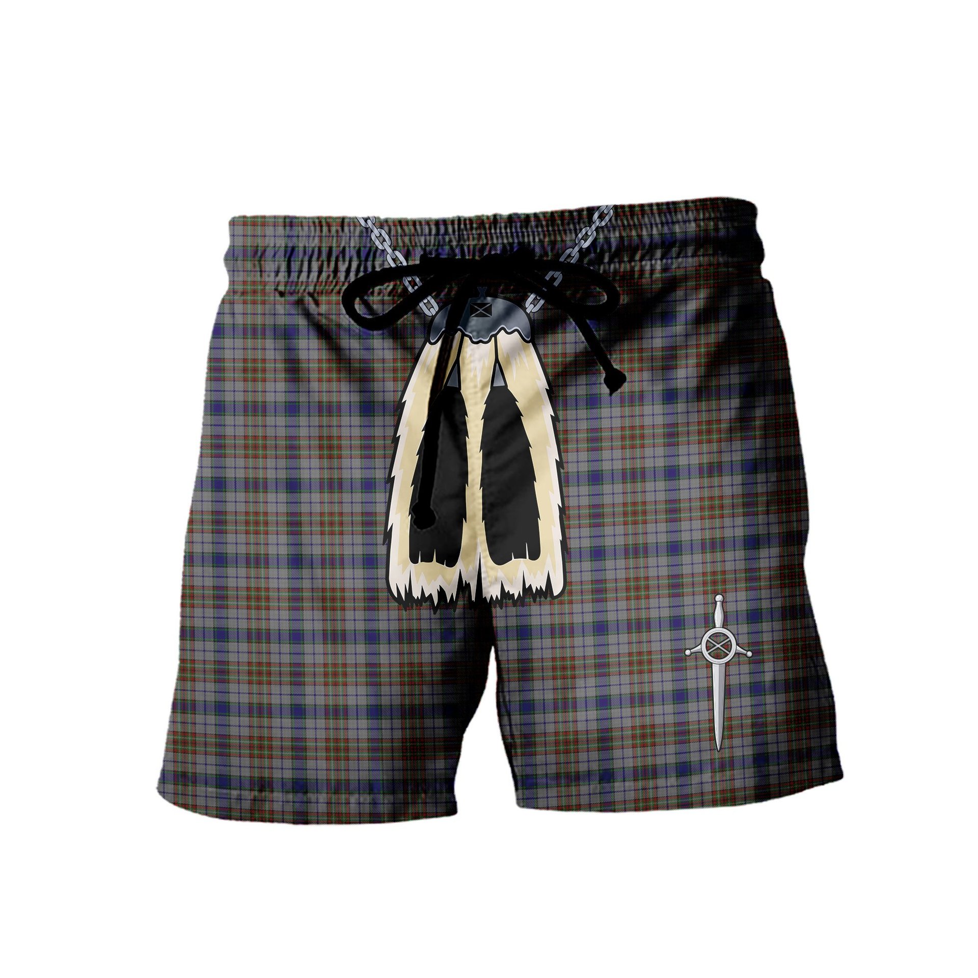 ScotsTee Shop Scottish Gayre Hunting Men's Highland Kilt Sporran Tartan Shorts