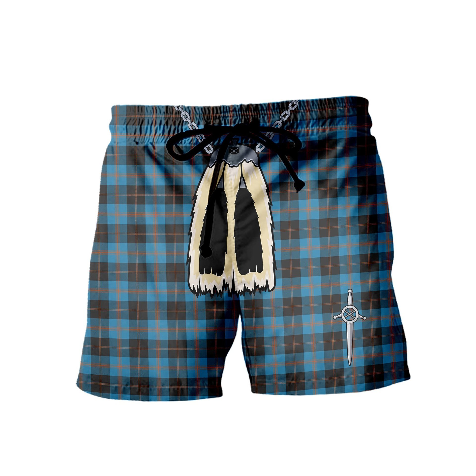 ScotsTee Shop Scottish Horsburgh Men's Highland Kilt Sporran Tartan Shorts