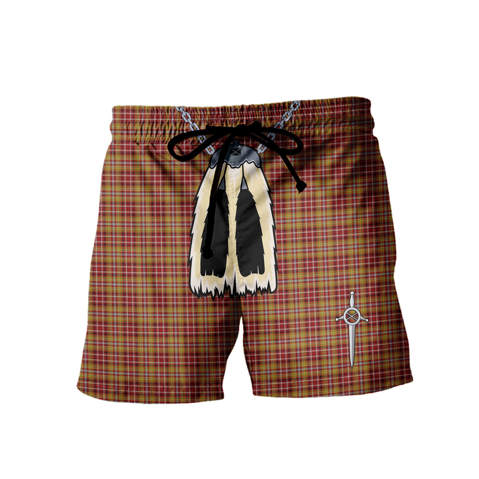 ScotsTee Shop Scottish Jacobite Old Men's Highland Kilt Sporran Tartan Shorts
