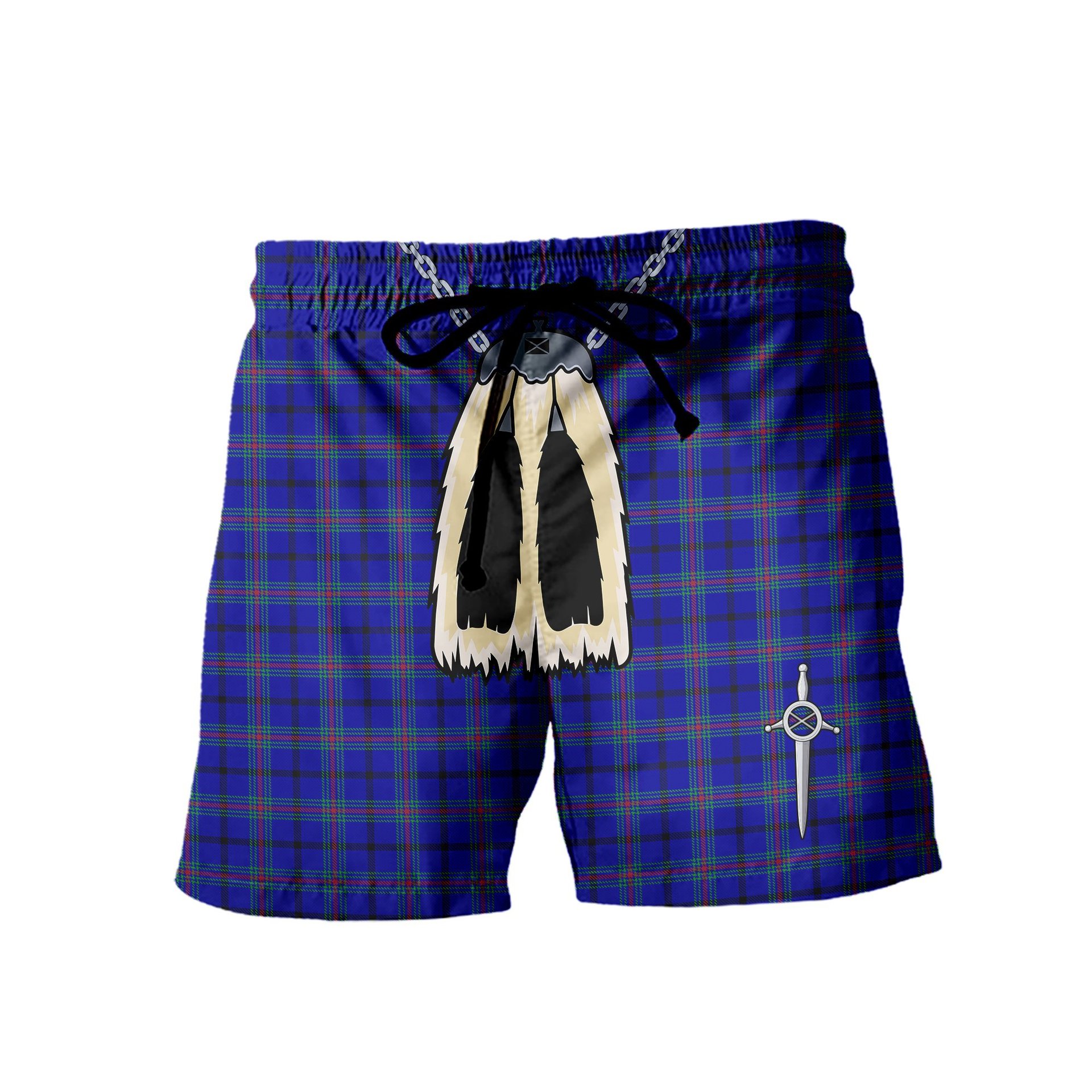 ScotsTee Shop Scottish Kinding Men's Highland Kilt Sporran Tartan Shorts