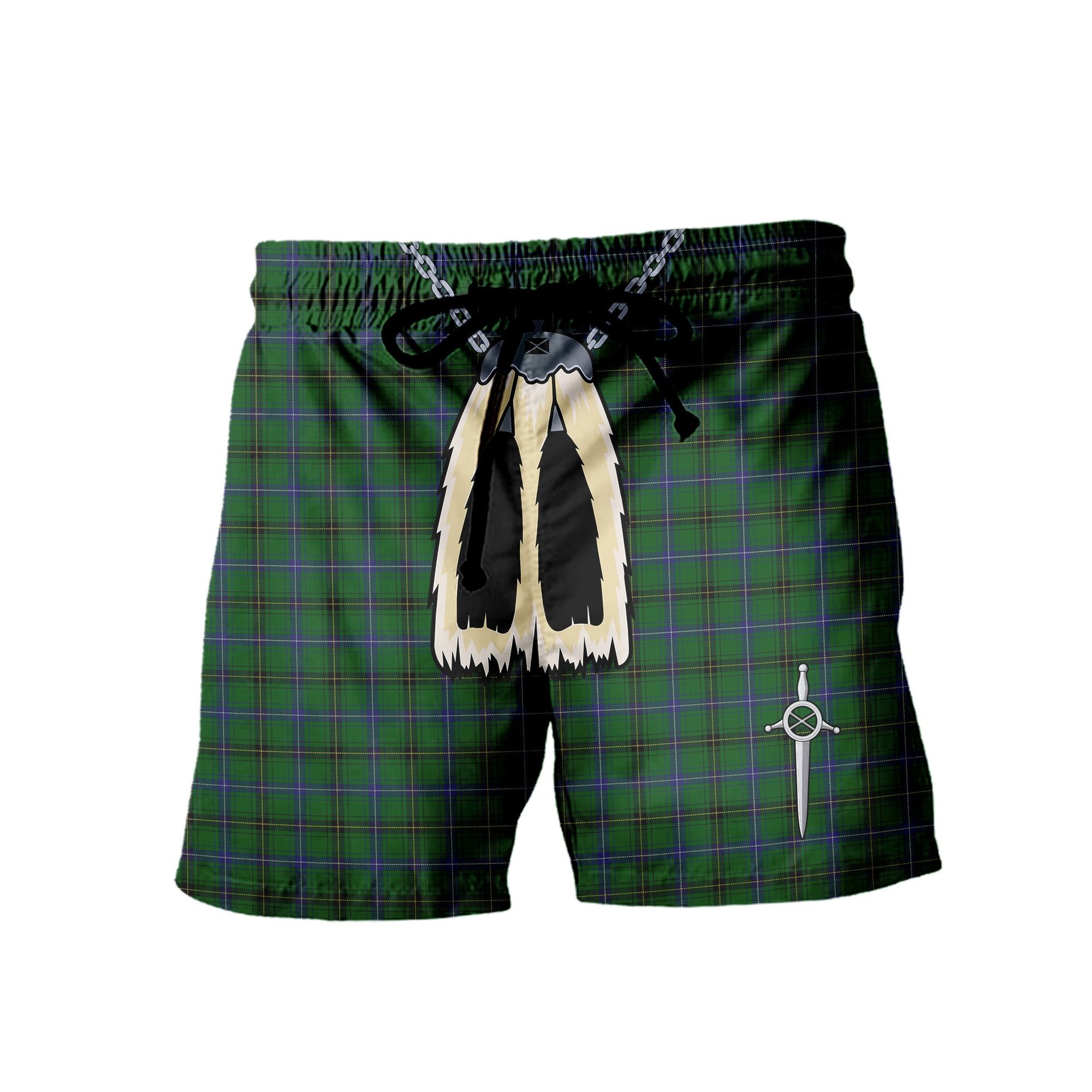 ScotsTee Shop Scottish Henderson MacKendrick Men's Highland Kilt Sporran Tartan Shorts