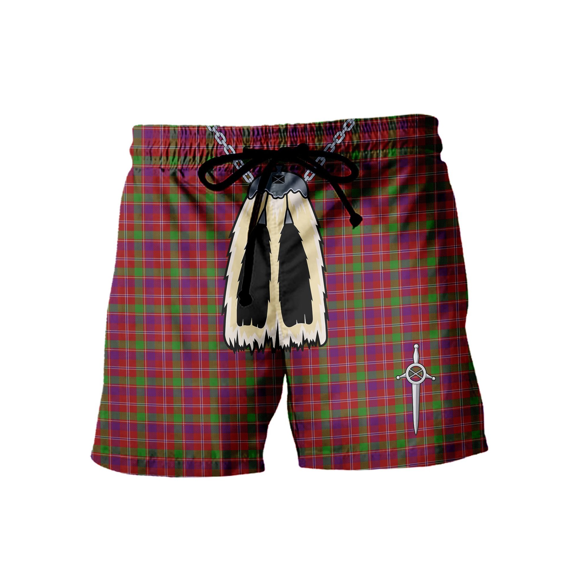 ScotsTee Shop Scottish Glenfinnan Men's Highland Kilt Sporran Tartan Shorts