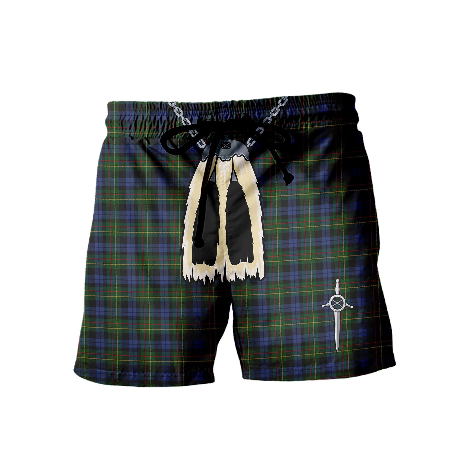 ScotsTee Shop Scottish Gow Hunting 2 Men's Highland Kilt Sporran Tartan Shorts