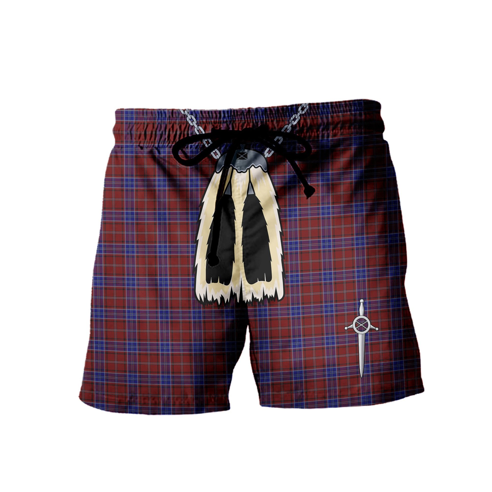 ScotsTee Shop Scottish Hudson Men's Highland Kilt Sporran Tartan Shorts