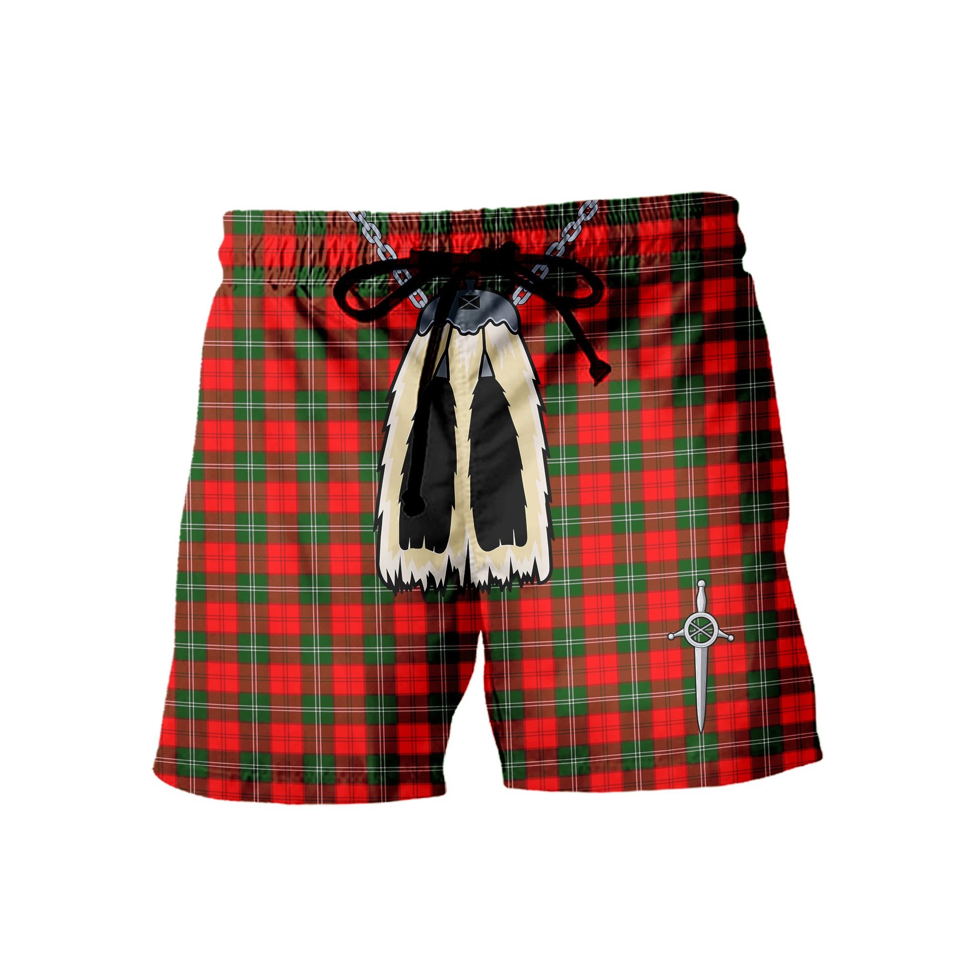 ScotsTee Shop Scottish Gartshore Men's Highland Kilt Sporran Tartan Shorts