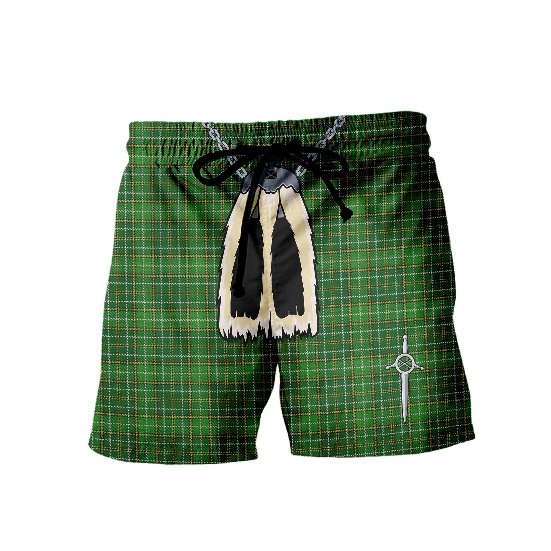ScotsTee Shop Scottish Foster Hunting Men's Highland Kilt Sporran Tartan Shorts
