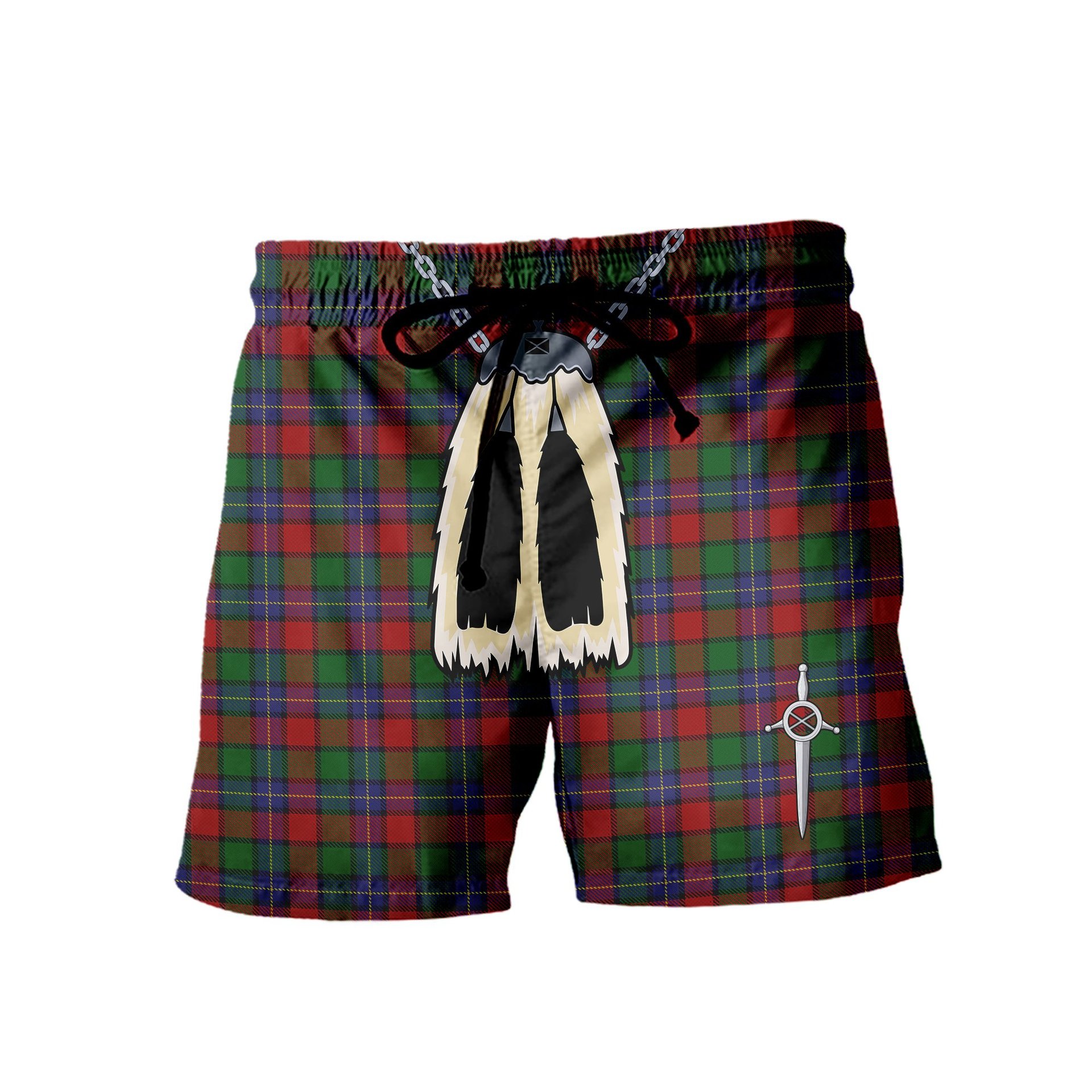 ScotsTee Shop Scottish Kilgour Men's Highland Kilt Sporran Tartan Shorts