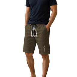 ScotsTee Shop Scottish Gray Men's Highland Kilt Sporran Tartan Shorts