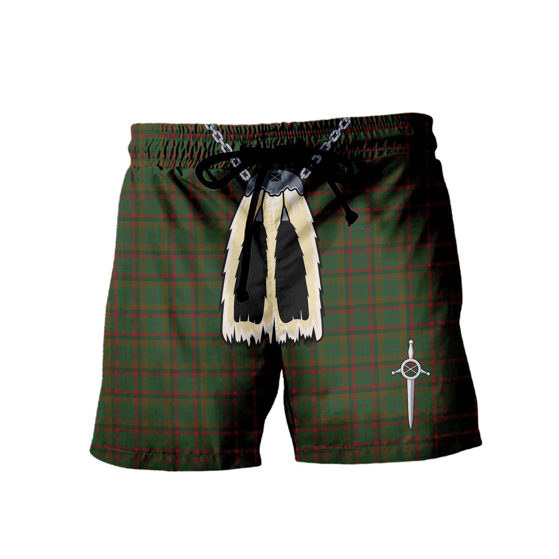 ScotsTee Shop Scottish MacCracken Hunting Men's Highland Kilt Sporran Tartan Shorts