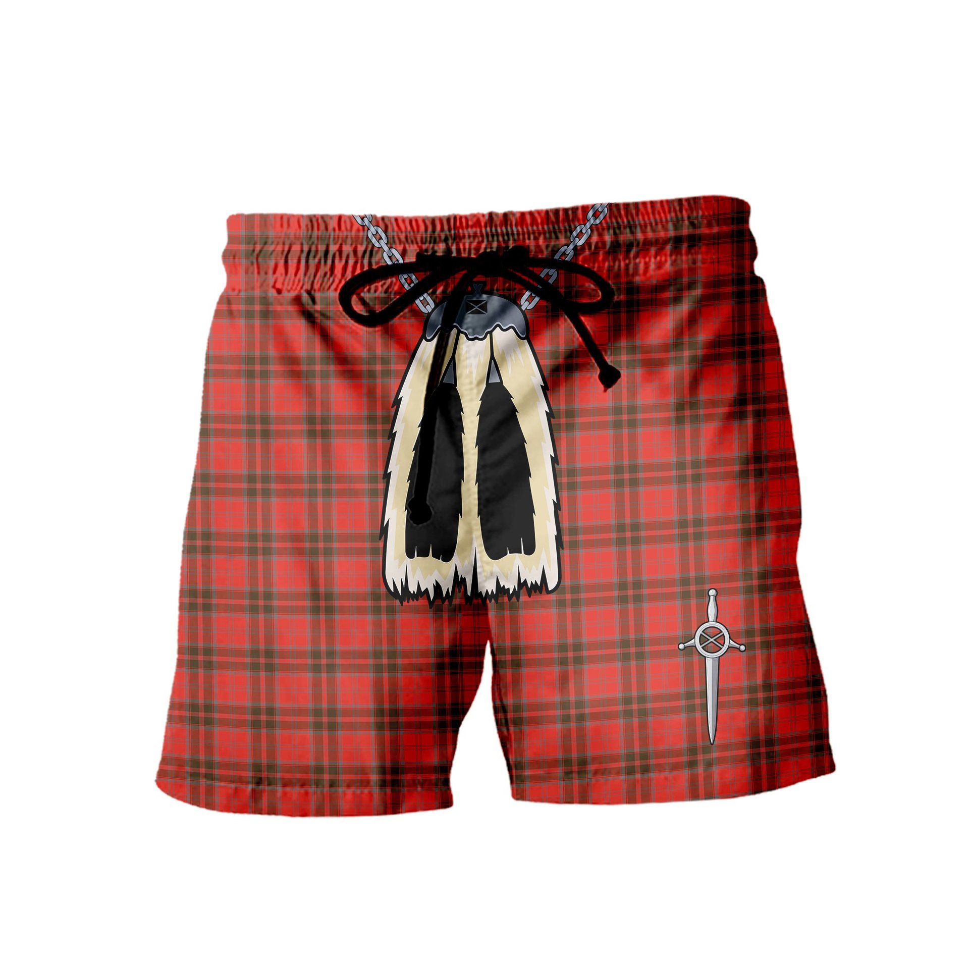 ScotsTee Shop Scottish Grant Weathered Men's Highland Kilt Sporran Tartan Shorts