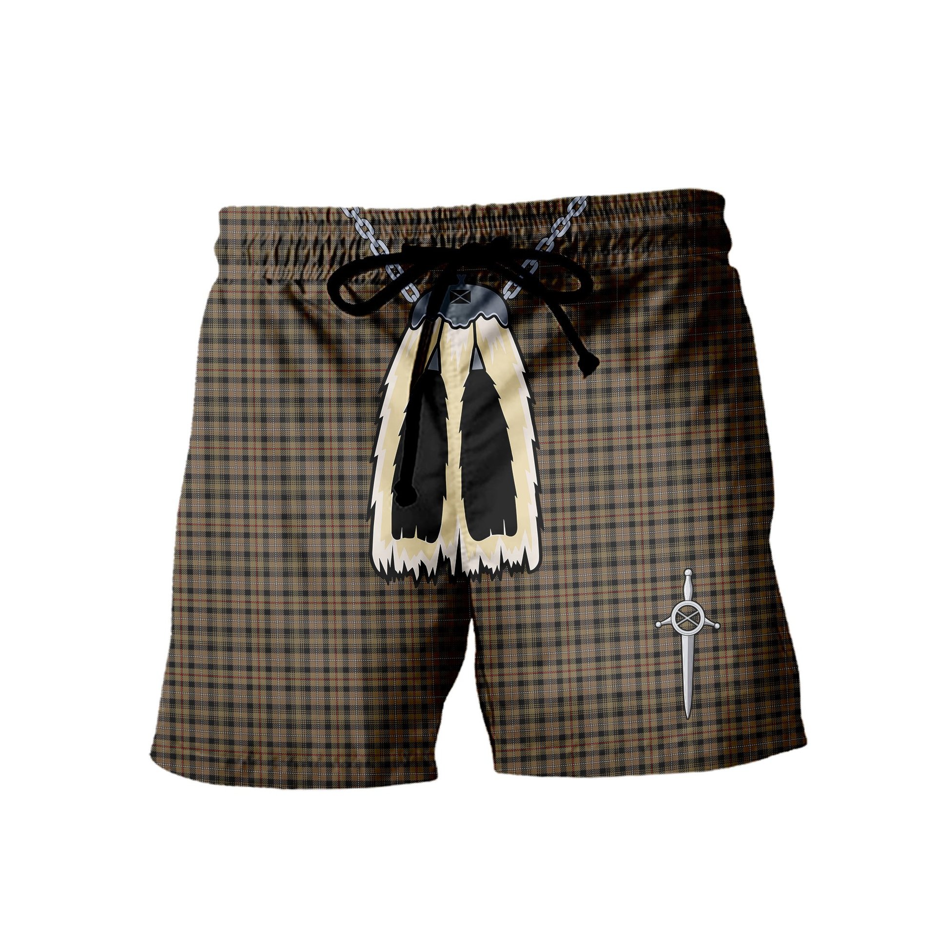 ScotsTee Shop Scottish MacKenzie Hunting Men's Highland Kilt Sporran Tartan Shorts