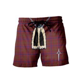 ScotsTee Shop Scottish MacLeod Red Men's Highland Kilt Sporran Tartan Shorts