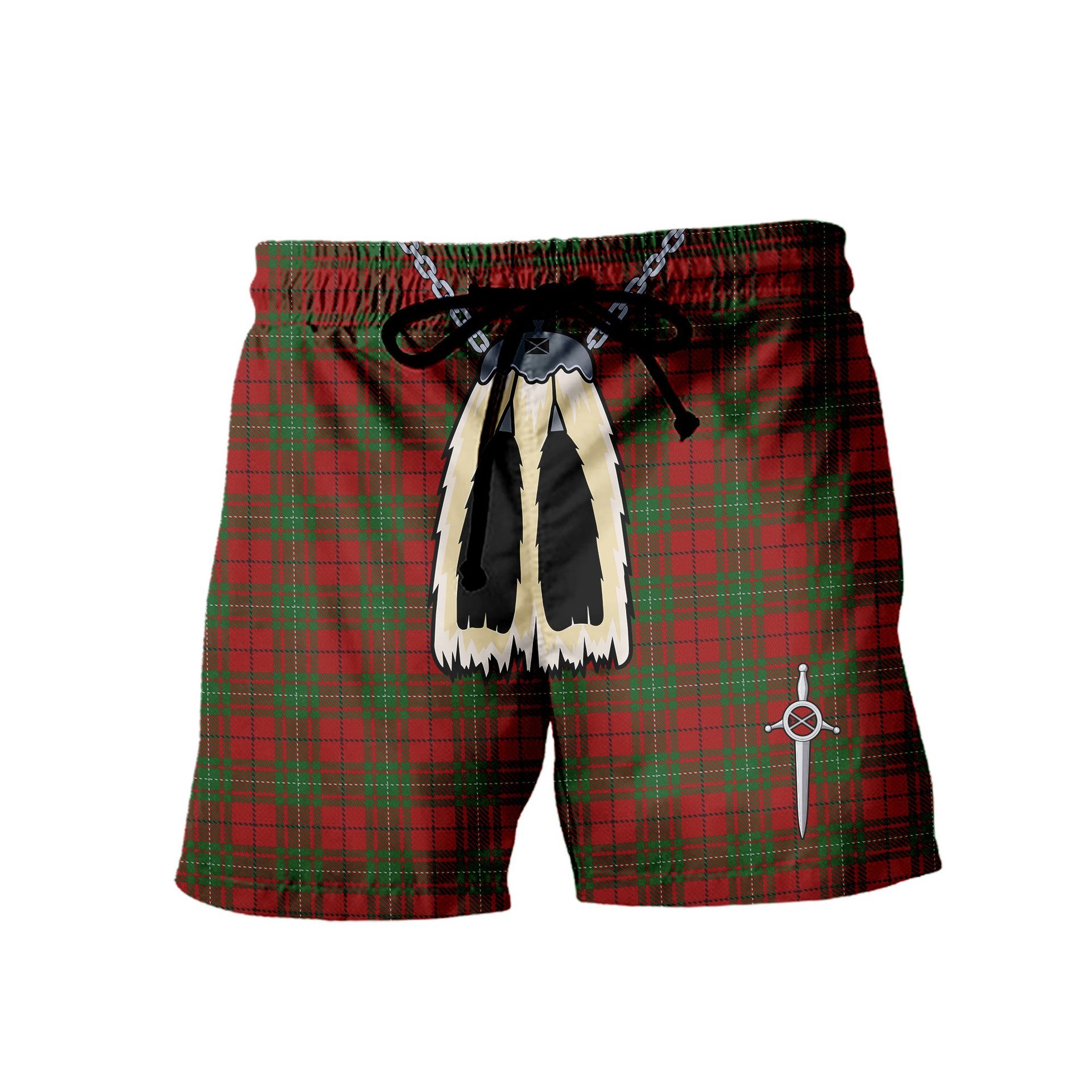 ScotsTee Shop Scottish MacAuley Men's Highland Kilt Sporran Tartan Shorts
